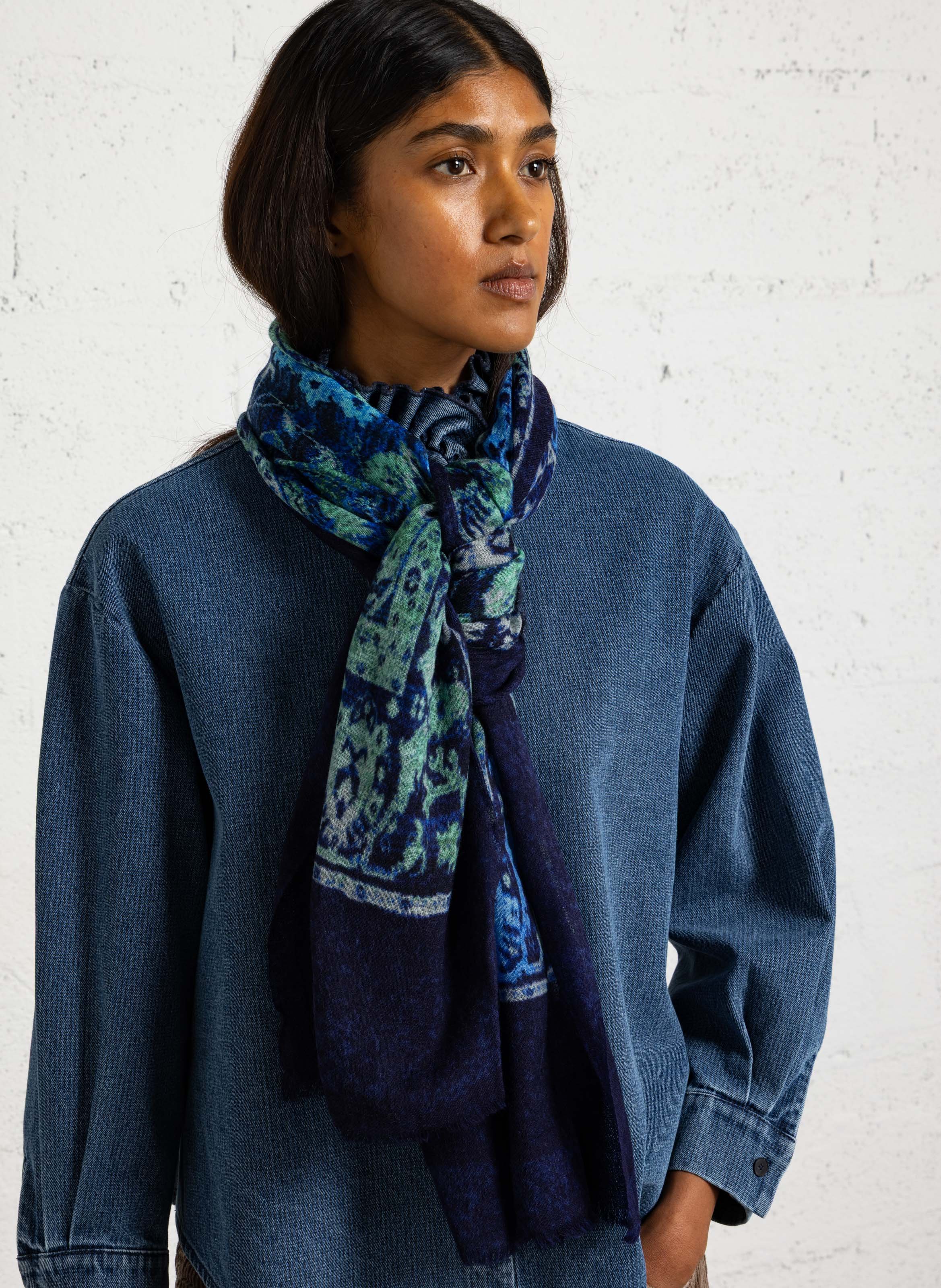 Wollen foulard met print SUD EXPRESS Blauw