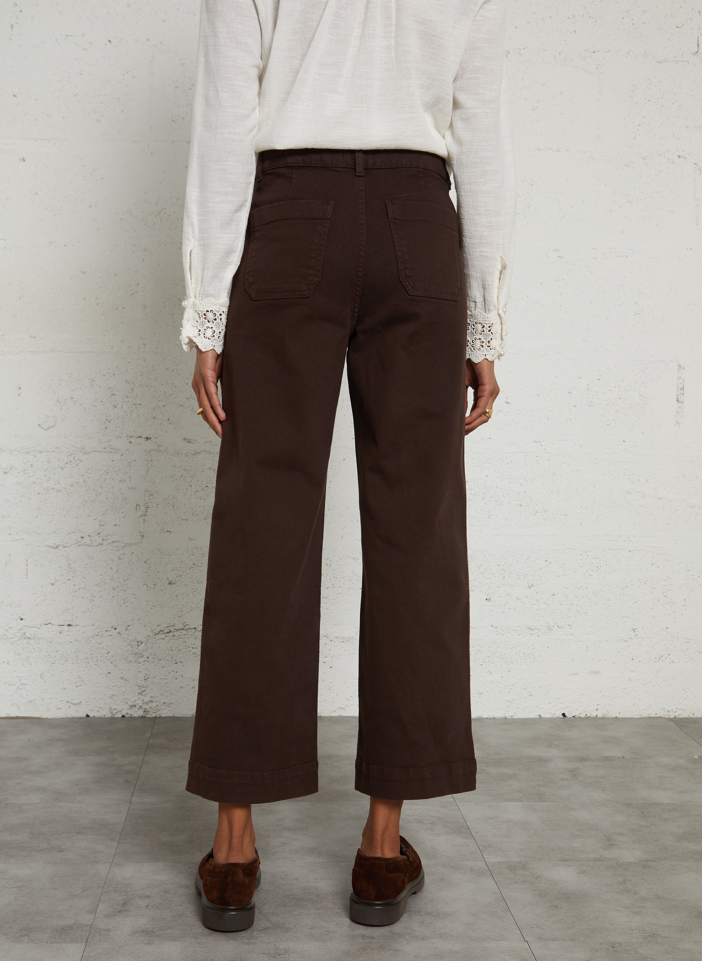 Jean cropped en coton mélangé MAISON 123 Marron