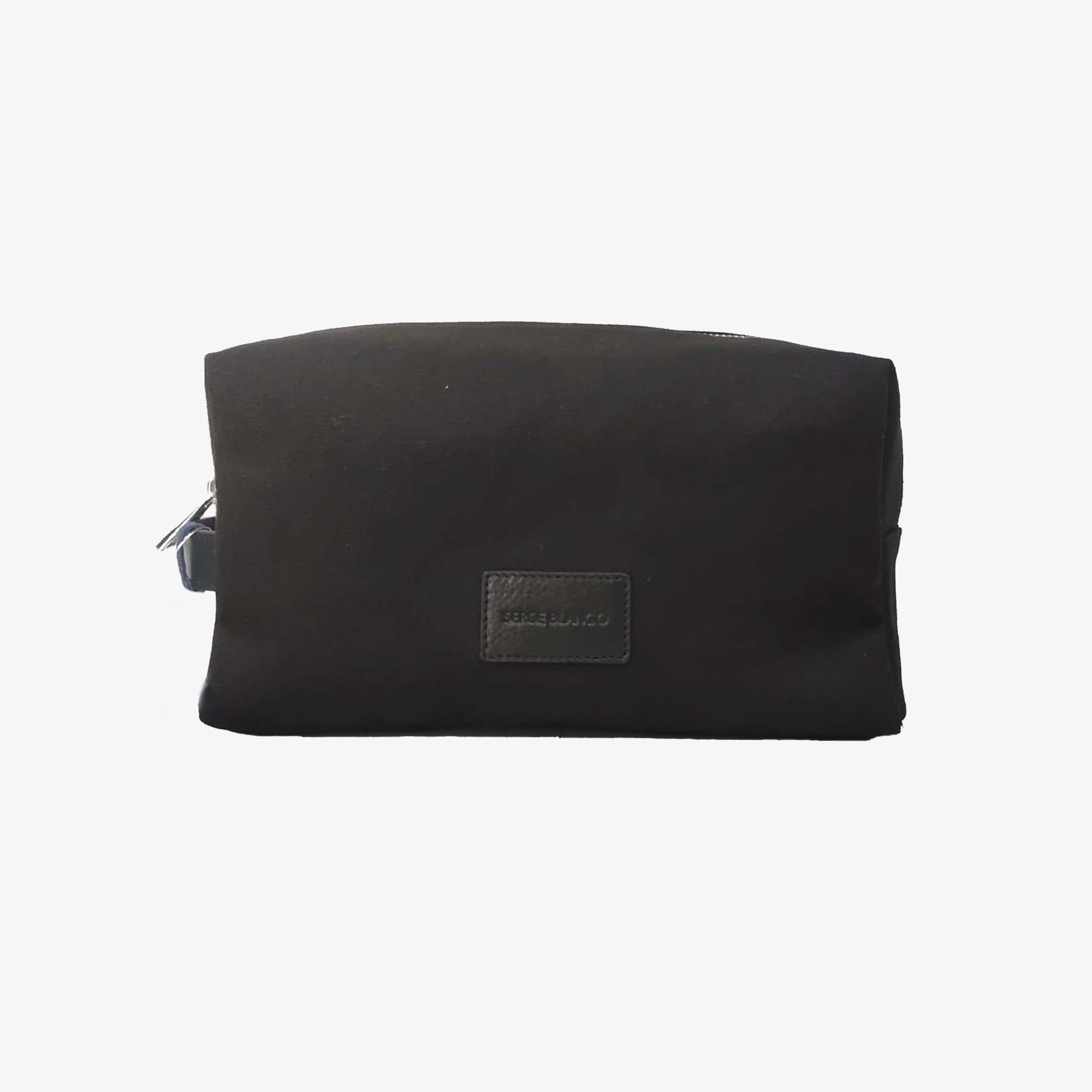 Leather and canvas toiletry bag SERGE BLANCO Black