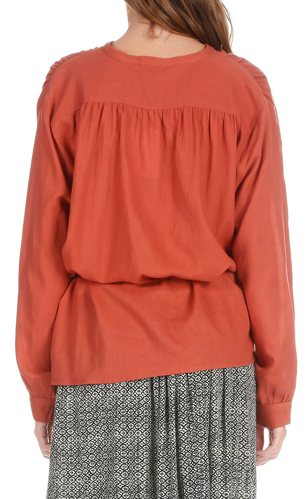 Cotton shirt with narrow belt SWILDENS Pink