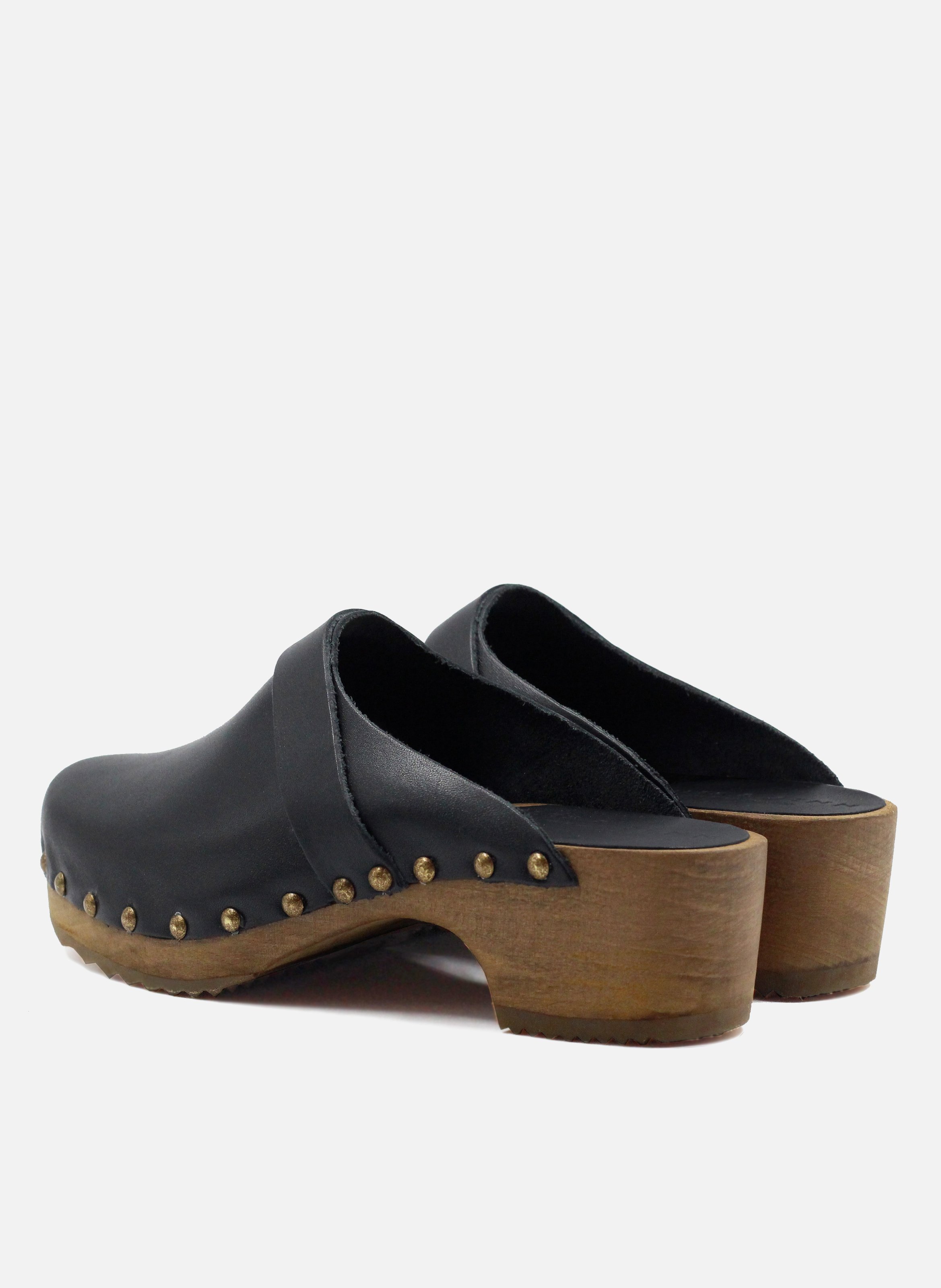 Leather wooden-heel clogs JULES & JENN Black