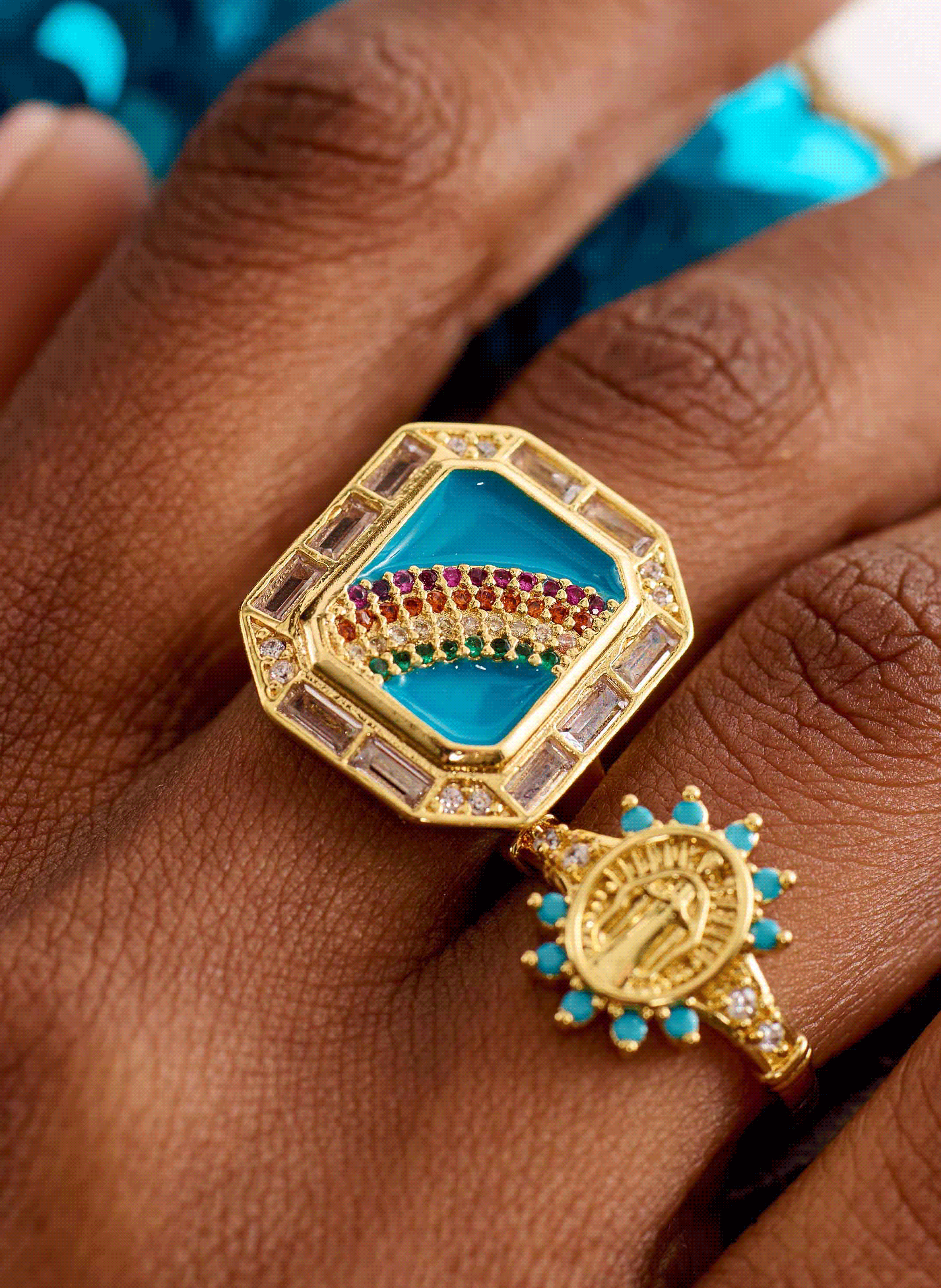 Adjustable ring with cabochon HIPANEMA Blue