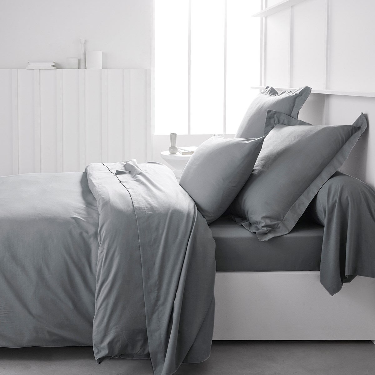 Flat sheet for bed in plain cotton TODAY LINGE DE MAISON Grey