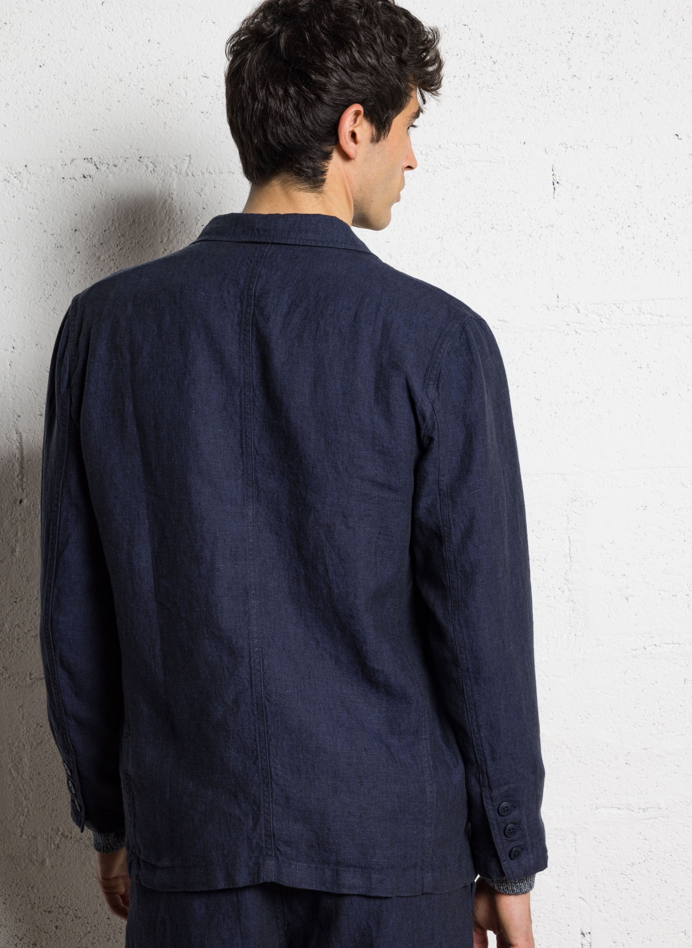 Veste de tailleur droite en lin bio KNOWLEDGE COTTON APPAREL Bleu