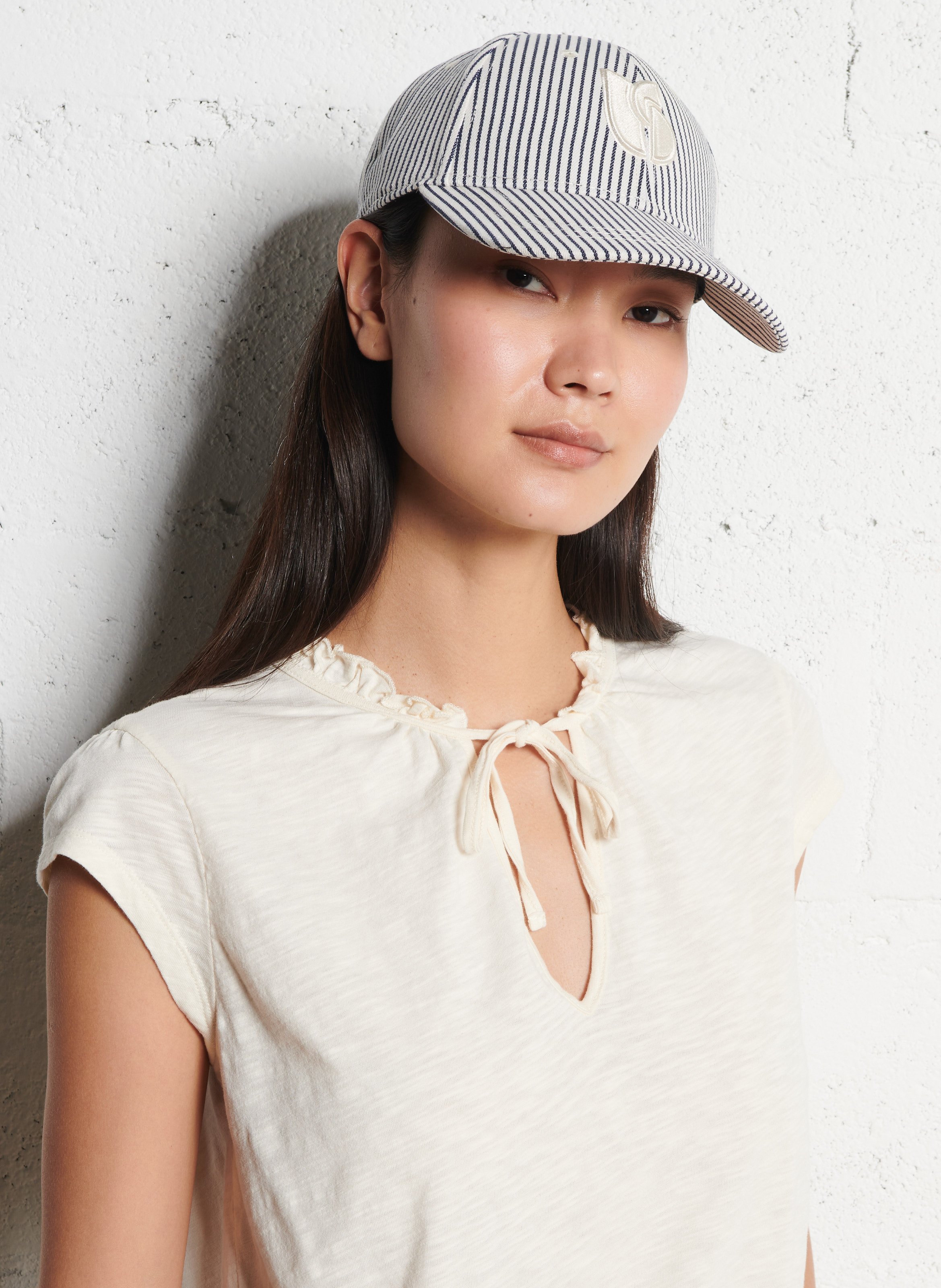 Top col v en coton BA&SH Beige