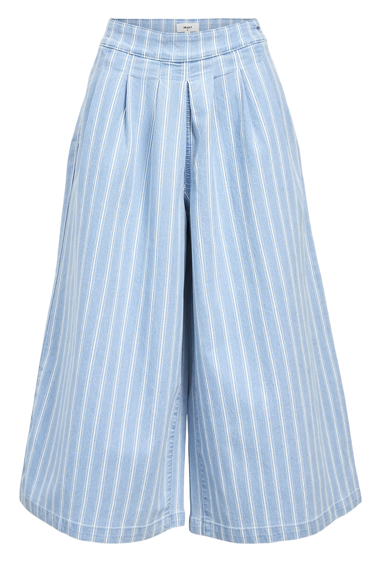 Wide Leg Striped Denim Pants OBJECT Blue