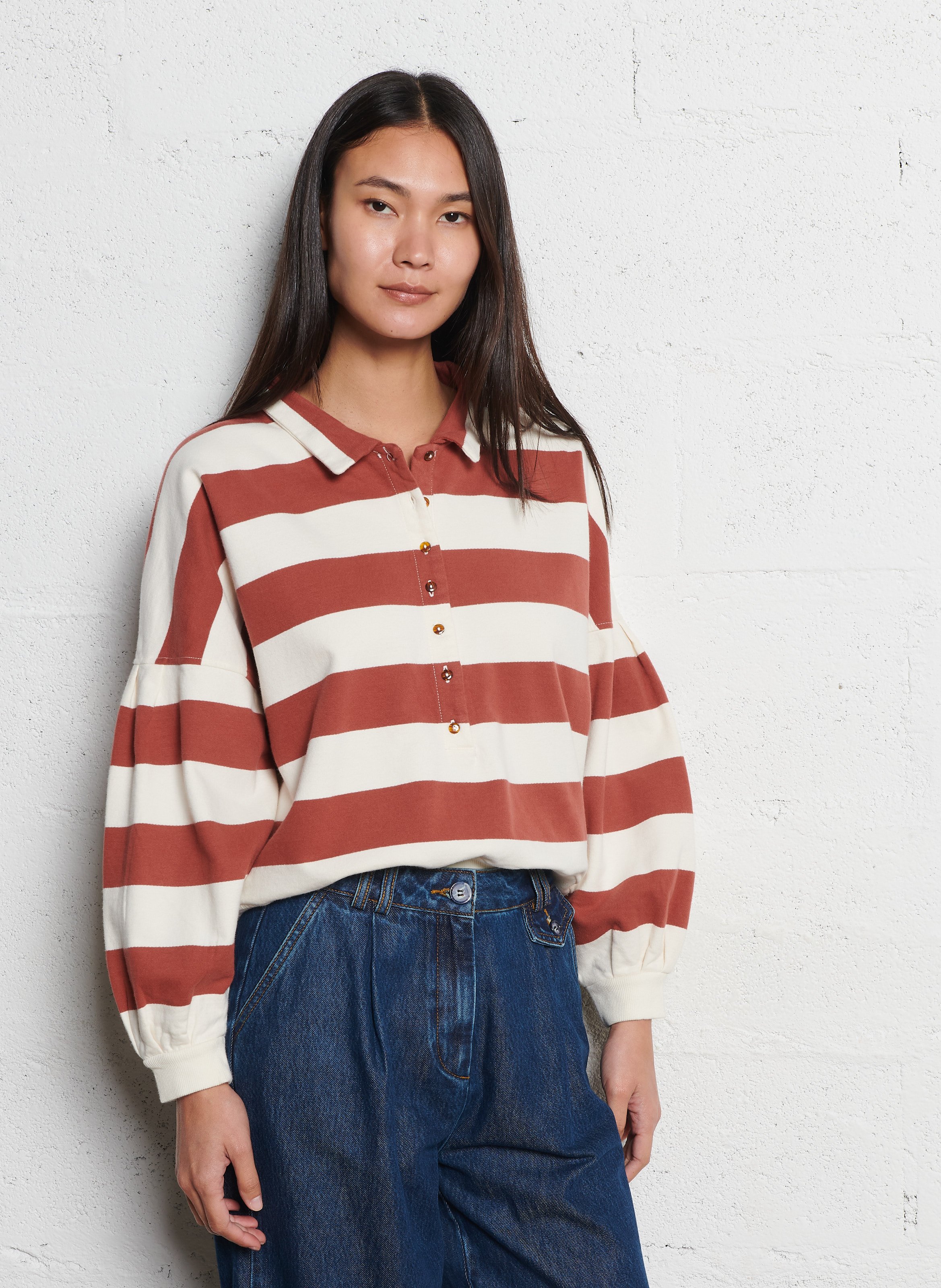 Polo-Shirt mit Streifenmuster EMILE ET IDA Braun