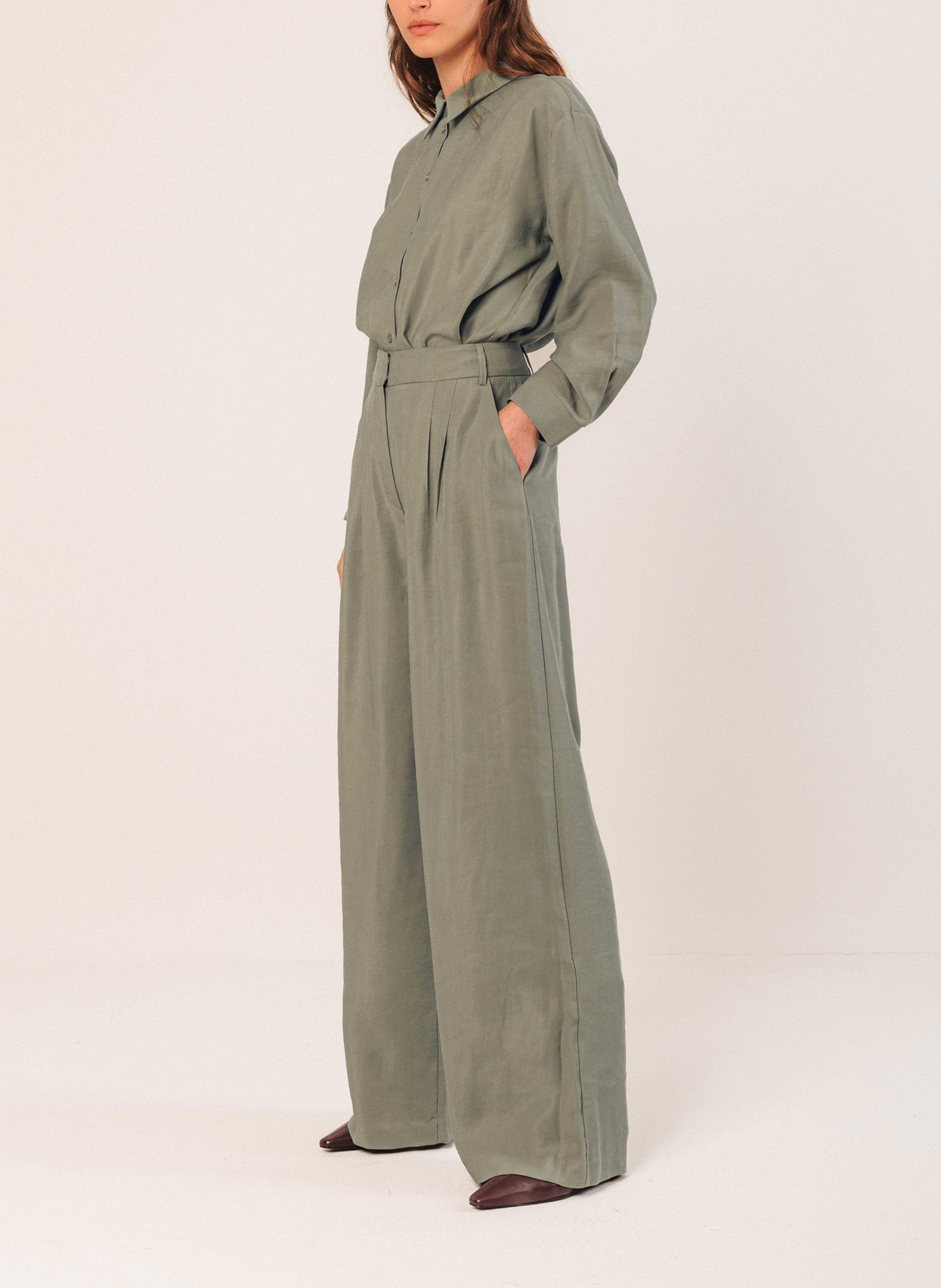 Chemise ample col classique INDI & COLD Vert