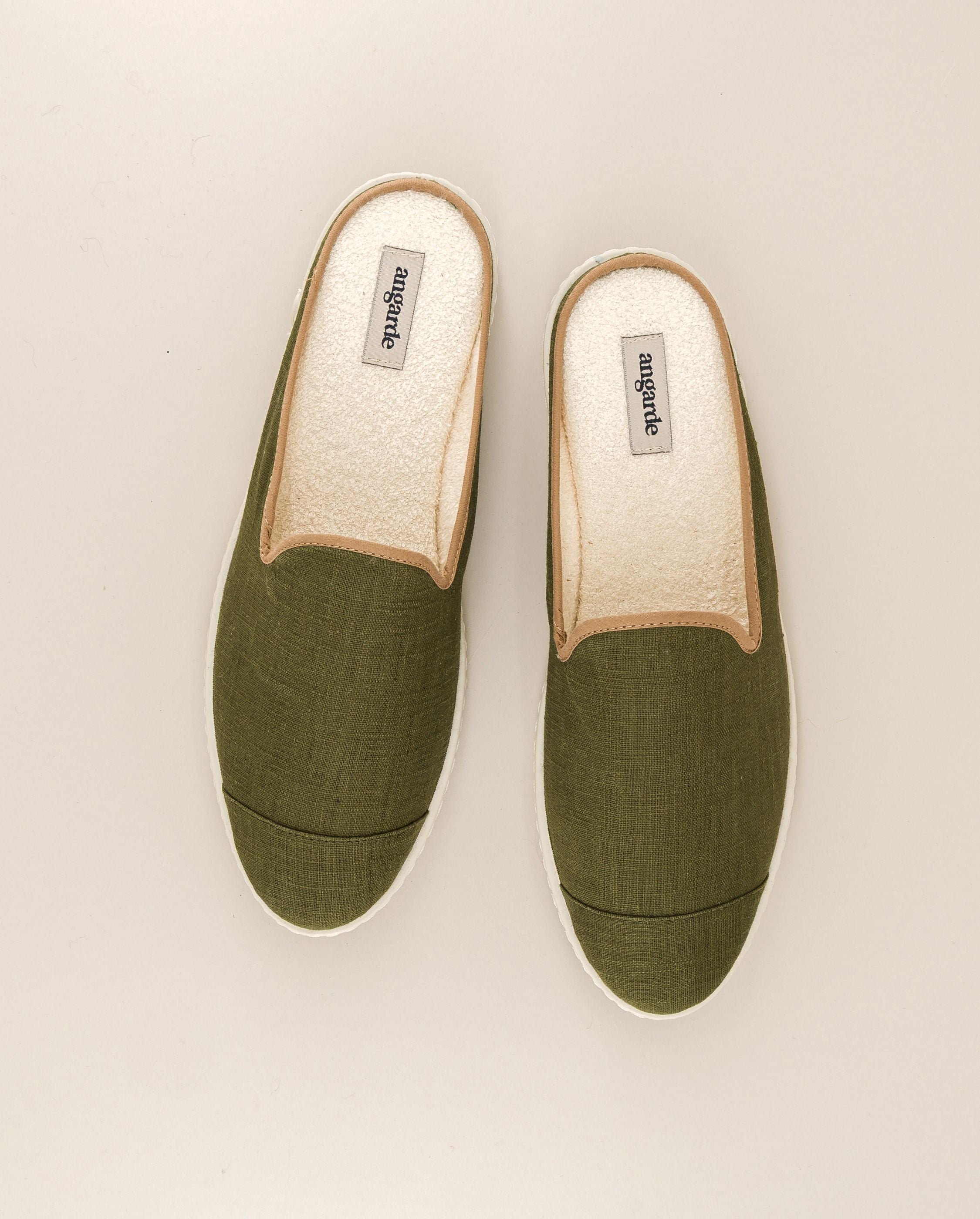 Men's linen mule, khaki taupe ANGARDE Green
