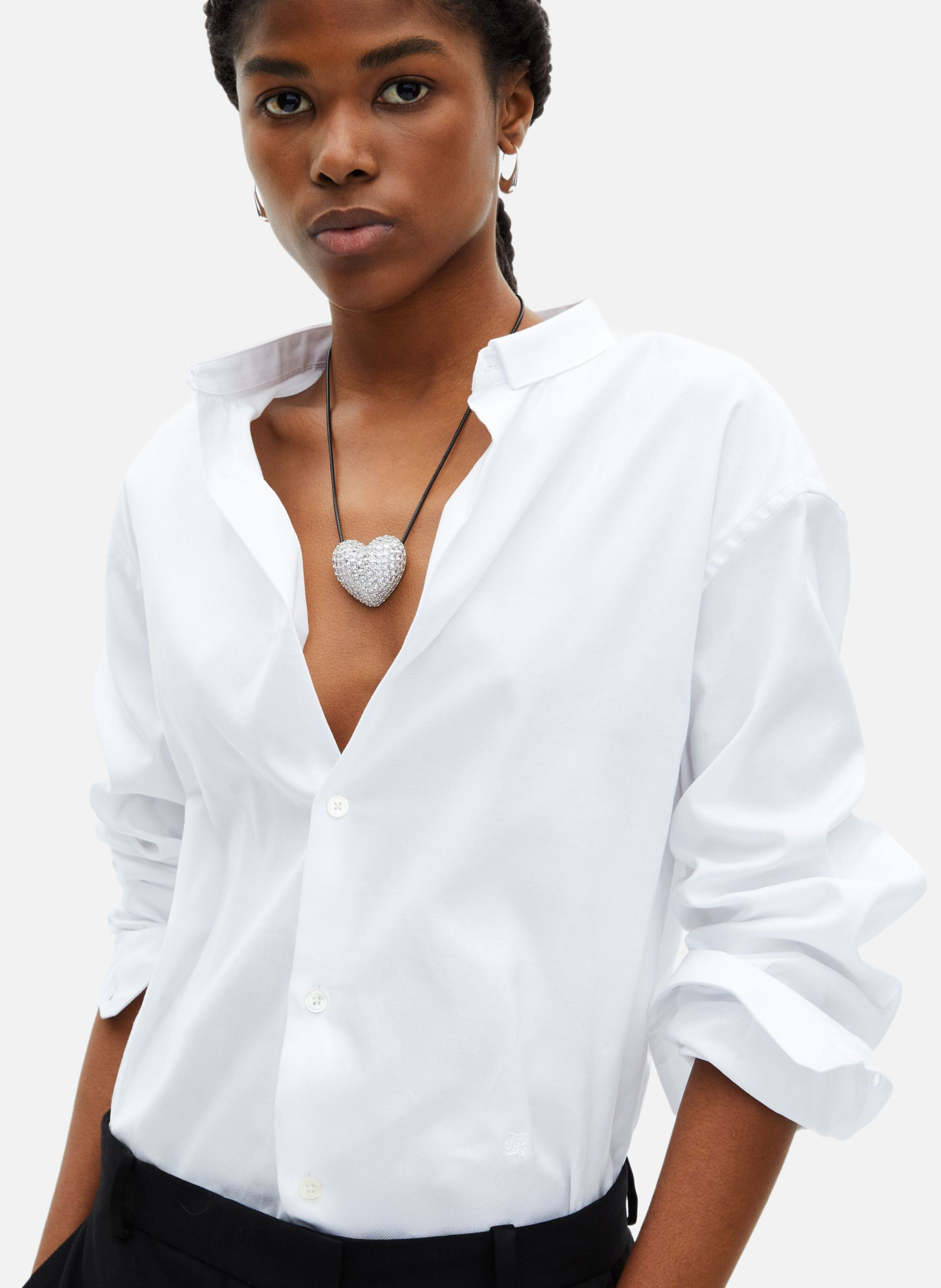 Heart-shaped rhinestone pendant necklace THE KOOPLES Grey