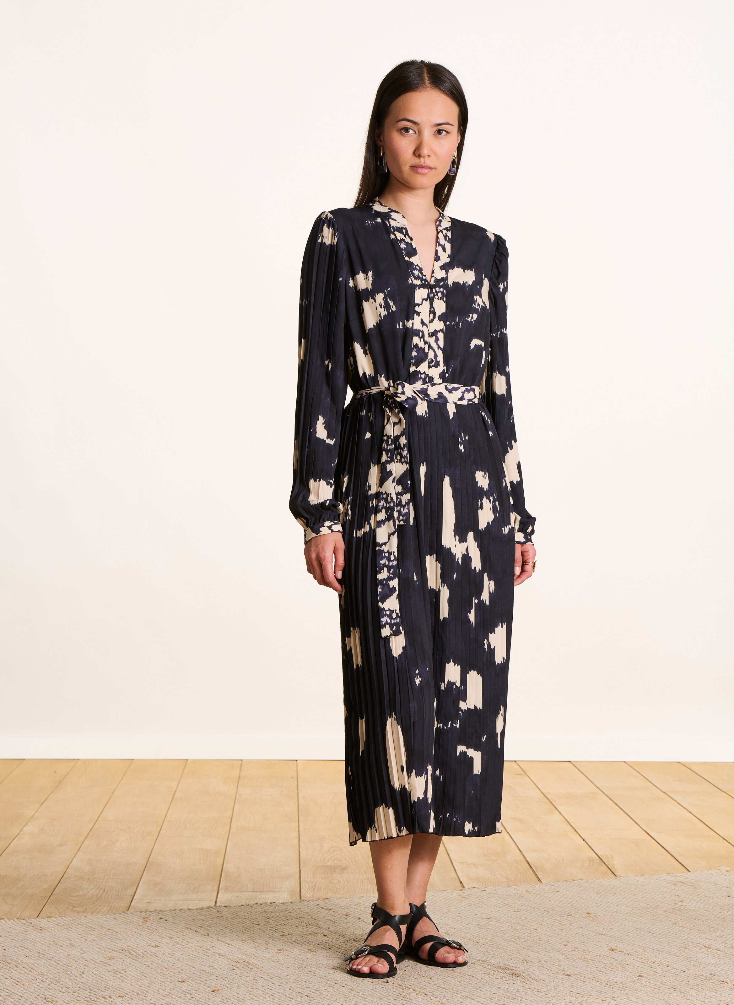 Robe midi plissée à motifs LA FEE MARABOUTEE Multicolore