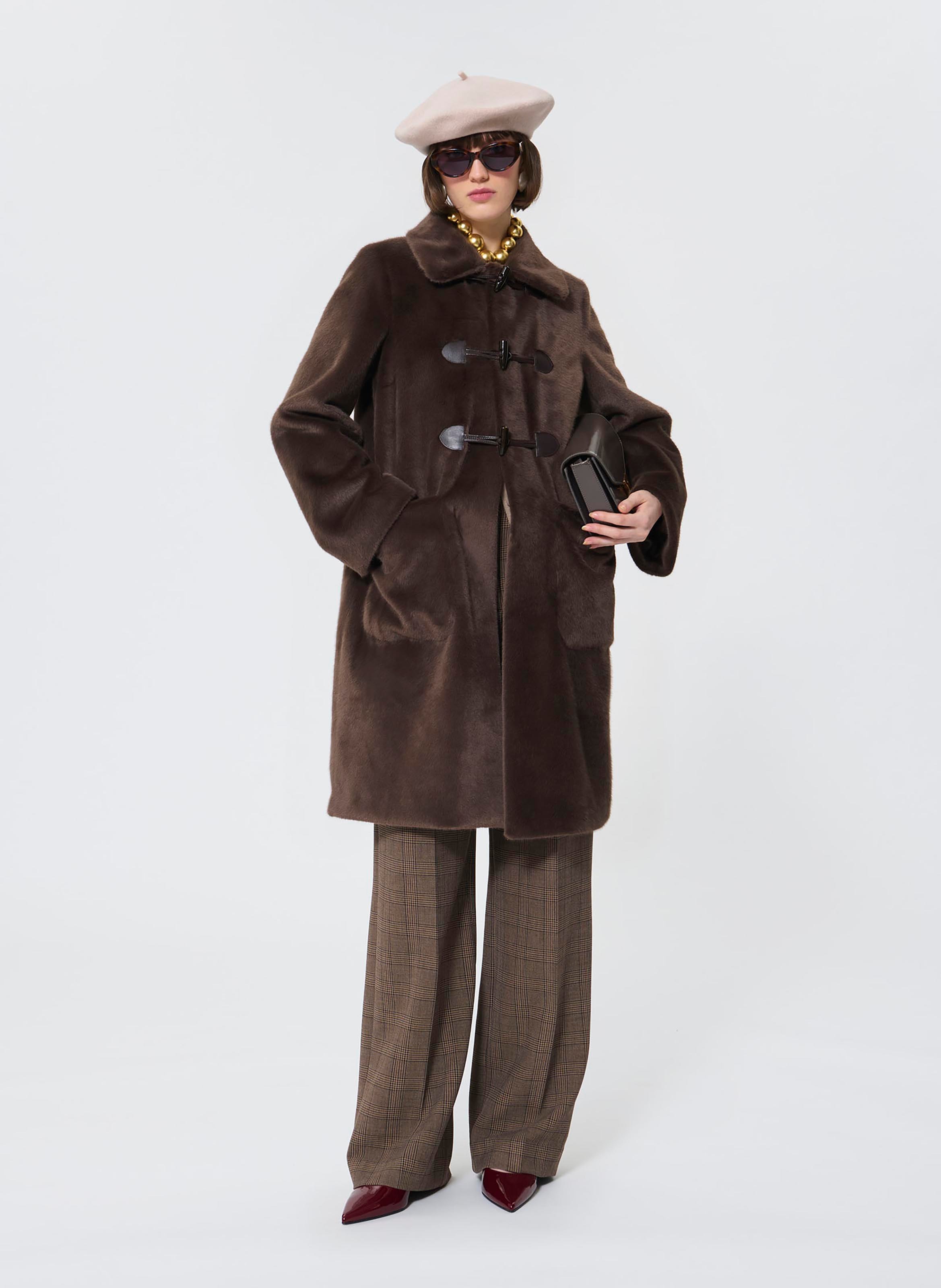 Faux fur coat TARA JARMON Brown