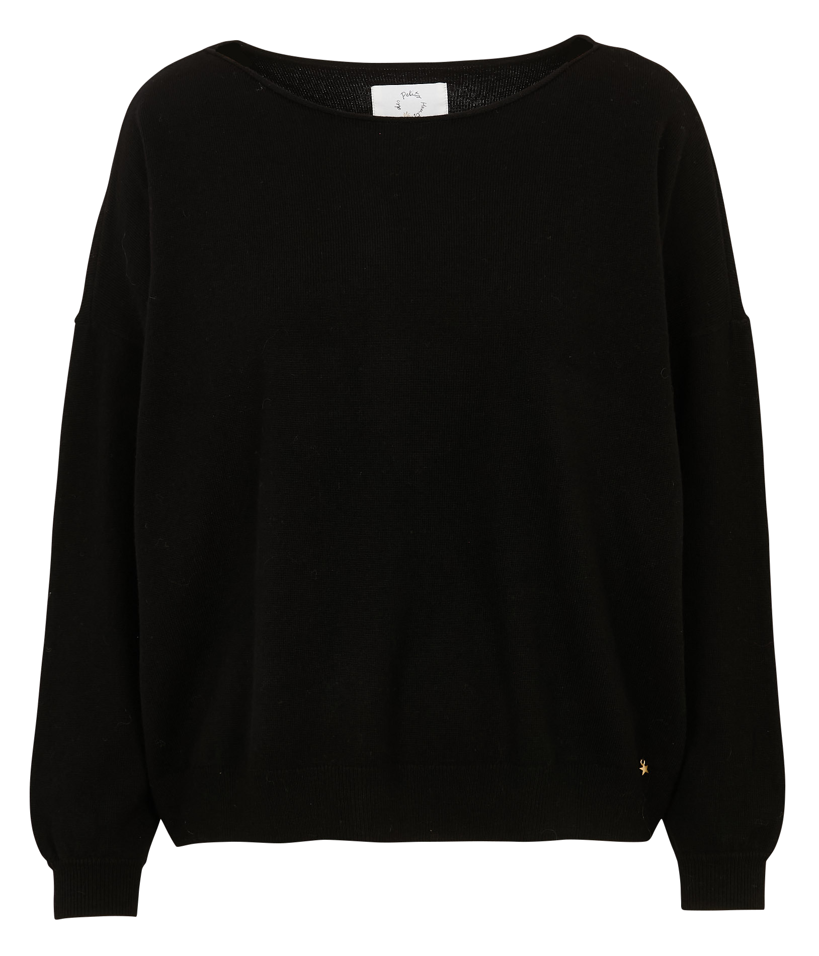 Wool boat neck sweater with rolled edges DES PETITS HAUTS Black