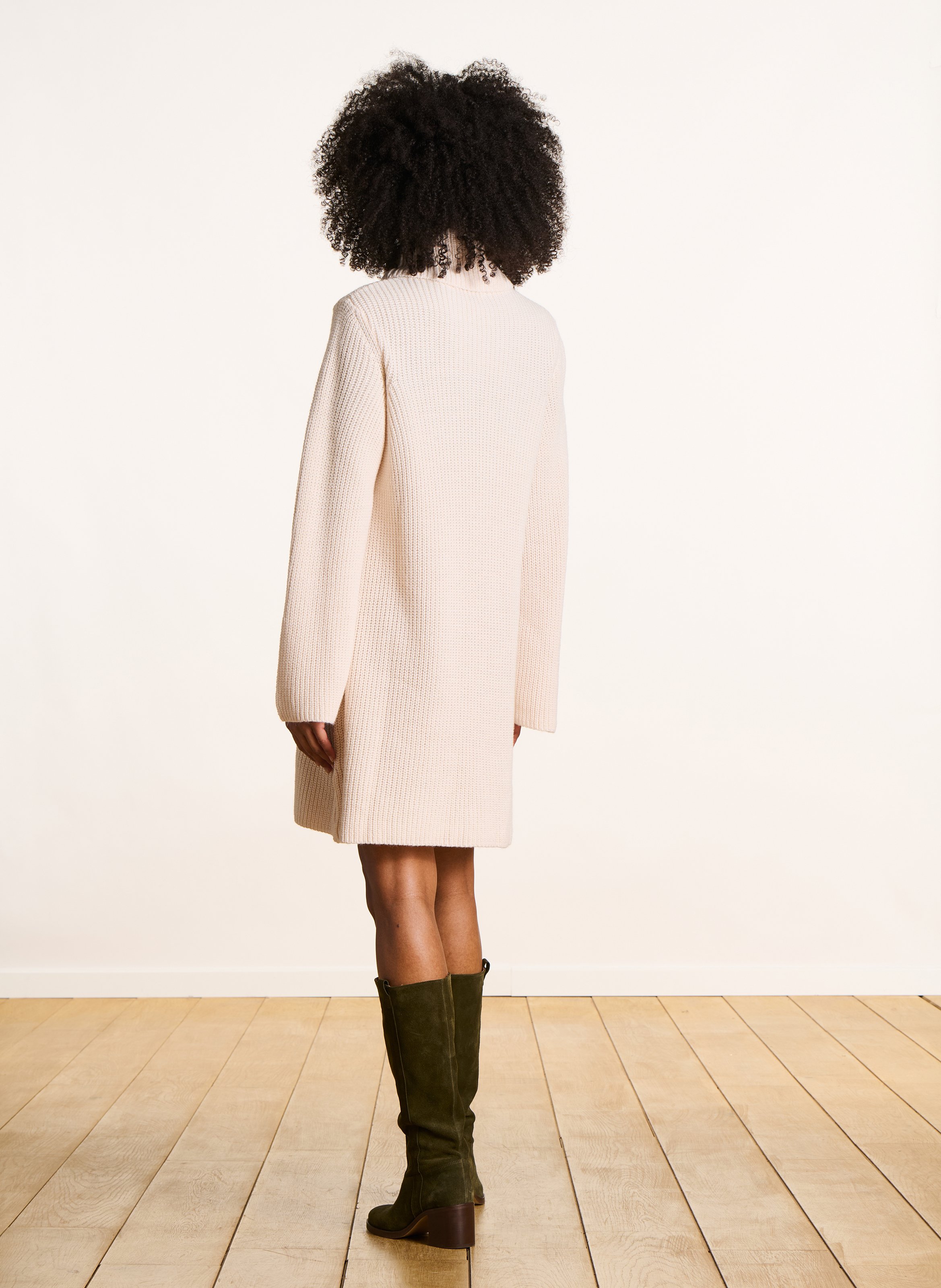 Short dress in beaded ribbed knit LA FEE MARABOUTEE White