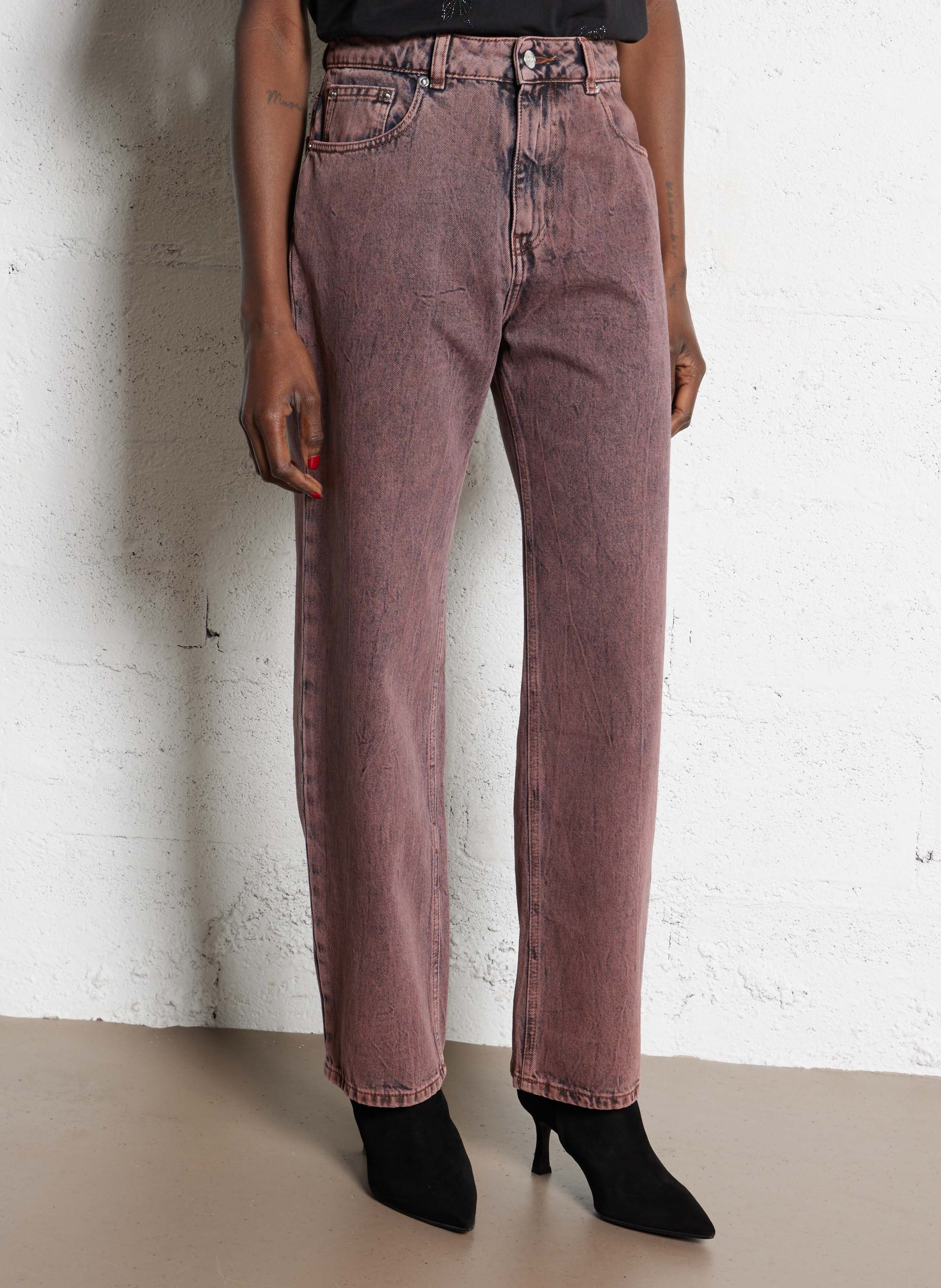 Jean large en coton BERENICE Rose