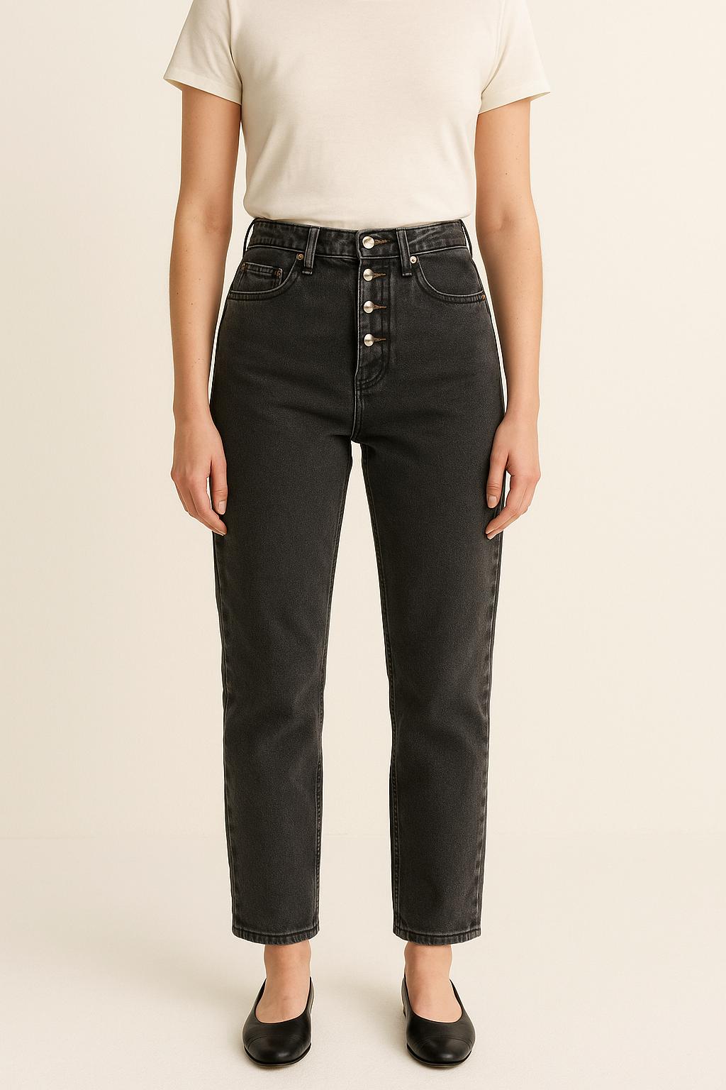 Cropped slim jeans with studs ROUJE - Seconde Main Grey