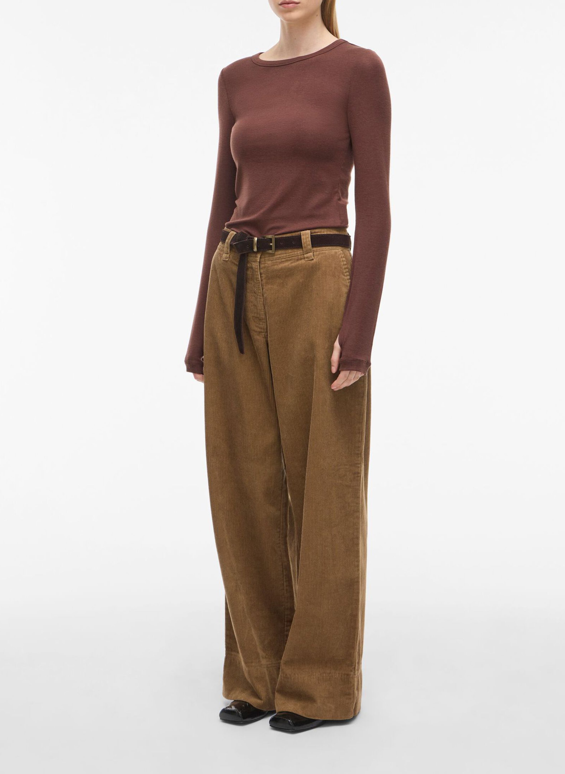 Tee-shirt ajusté col rond ROUGE EDIT Marron