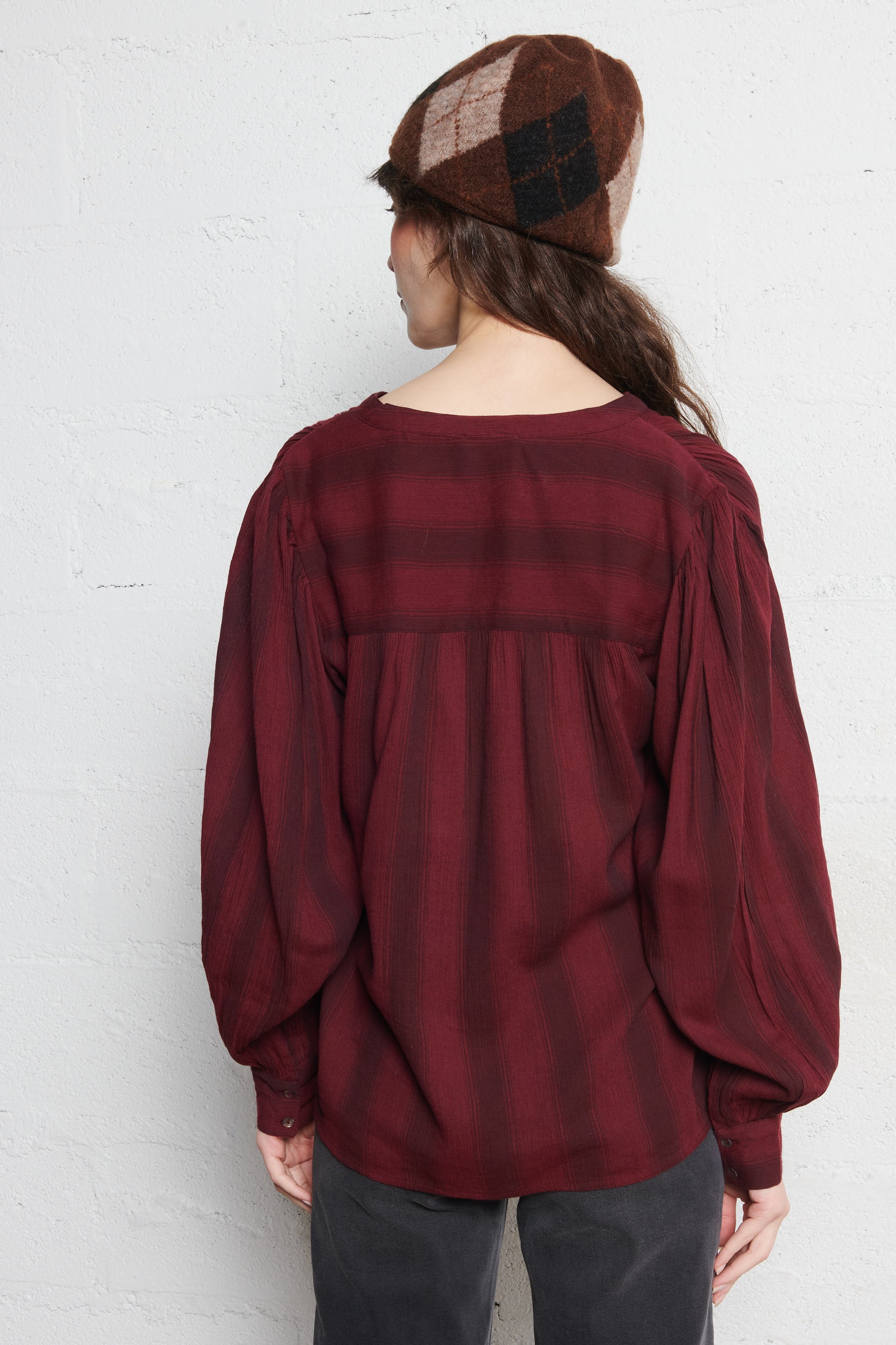 Cotton-blend blouse with Tunisian collar MAISON 123 Red