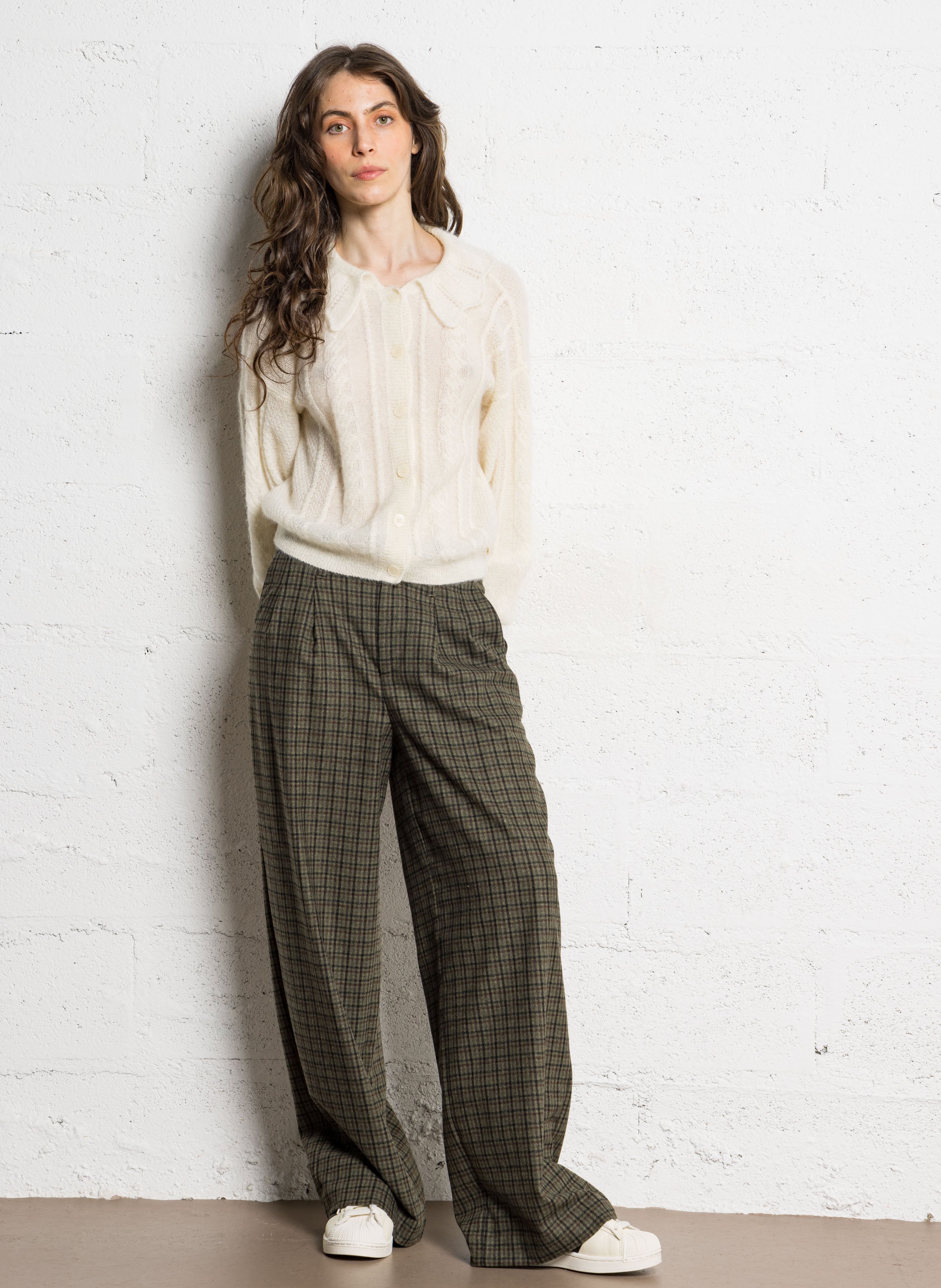 Declic wool-blend loose-fit trousers BENSIMON Khaki