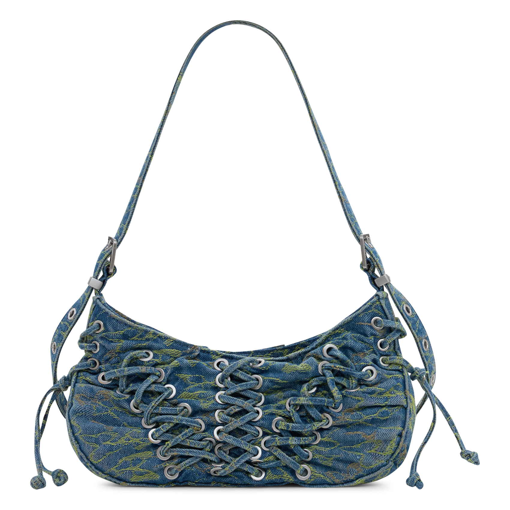 Sac baguette denim imprimé à lacets DESIGUAL Bleu
