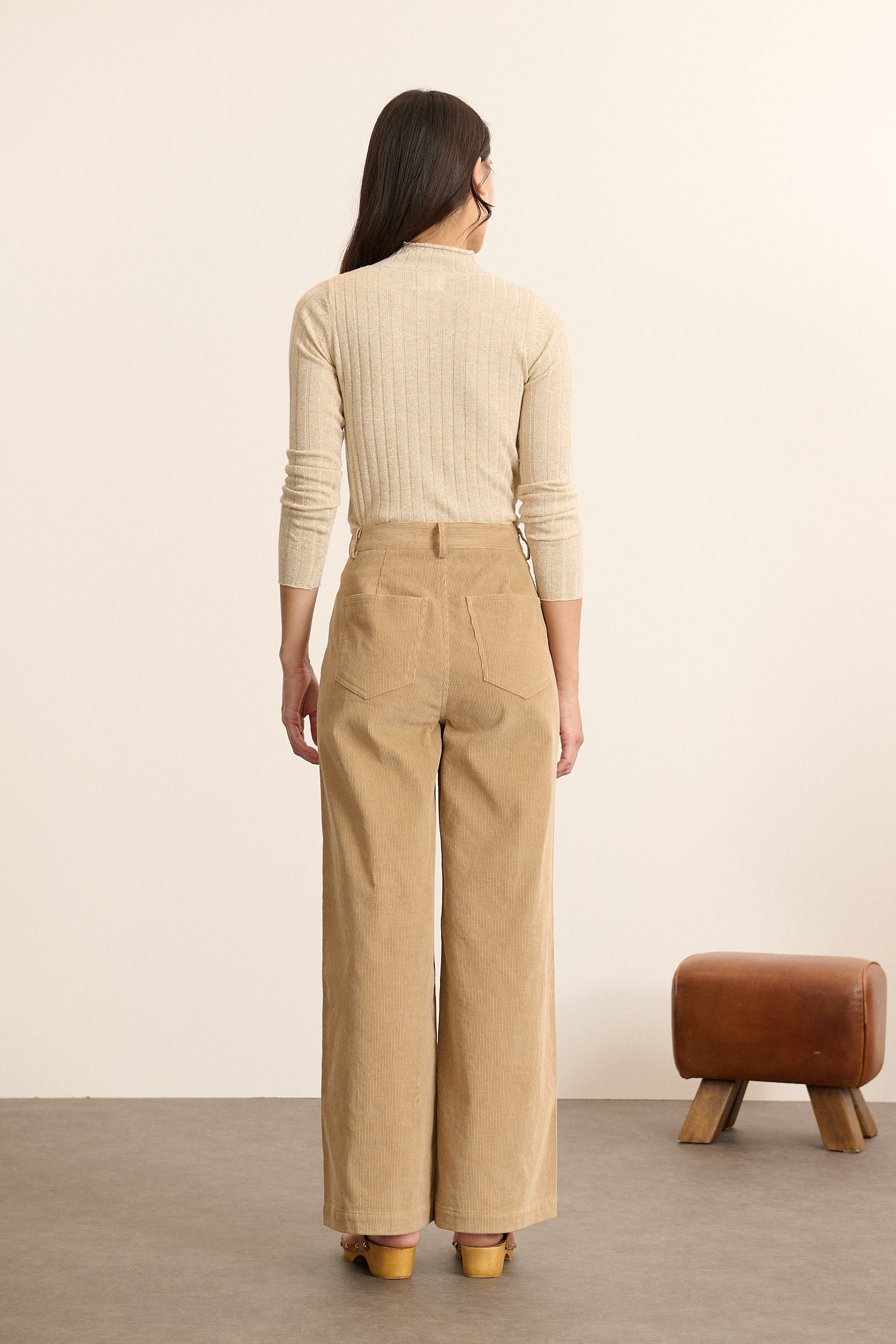 High-neck lurex sweater GARANCE PARIS Beige