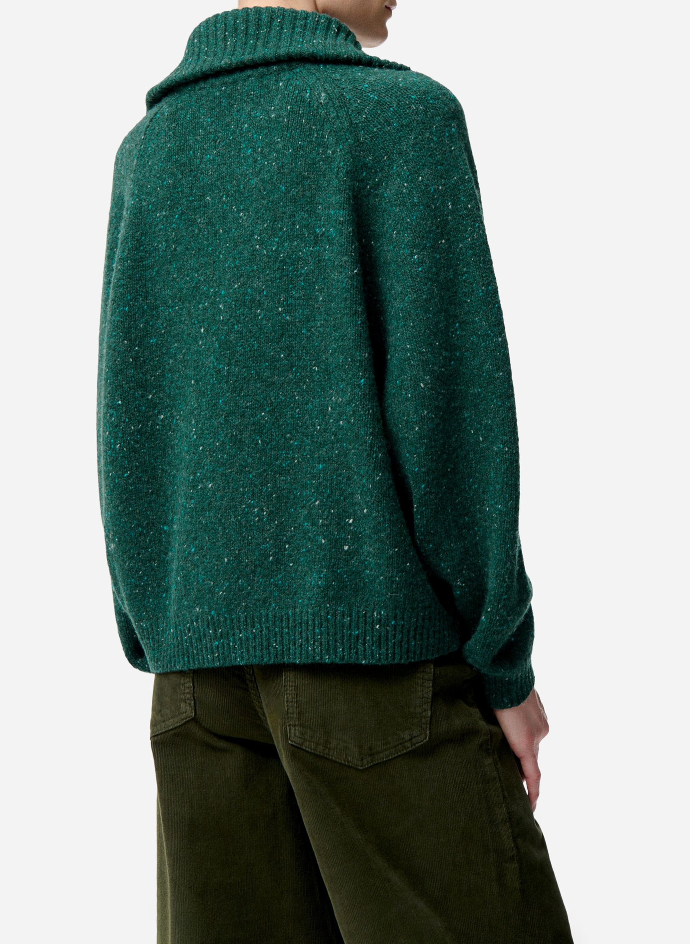 Pull col camionneur en laine mélangée Vert