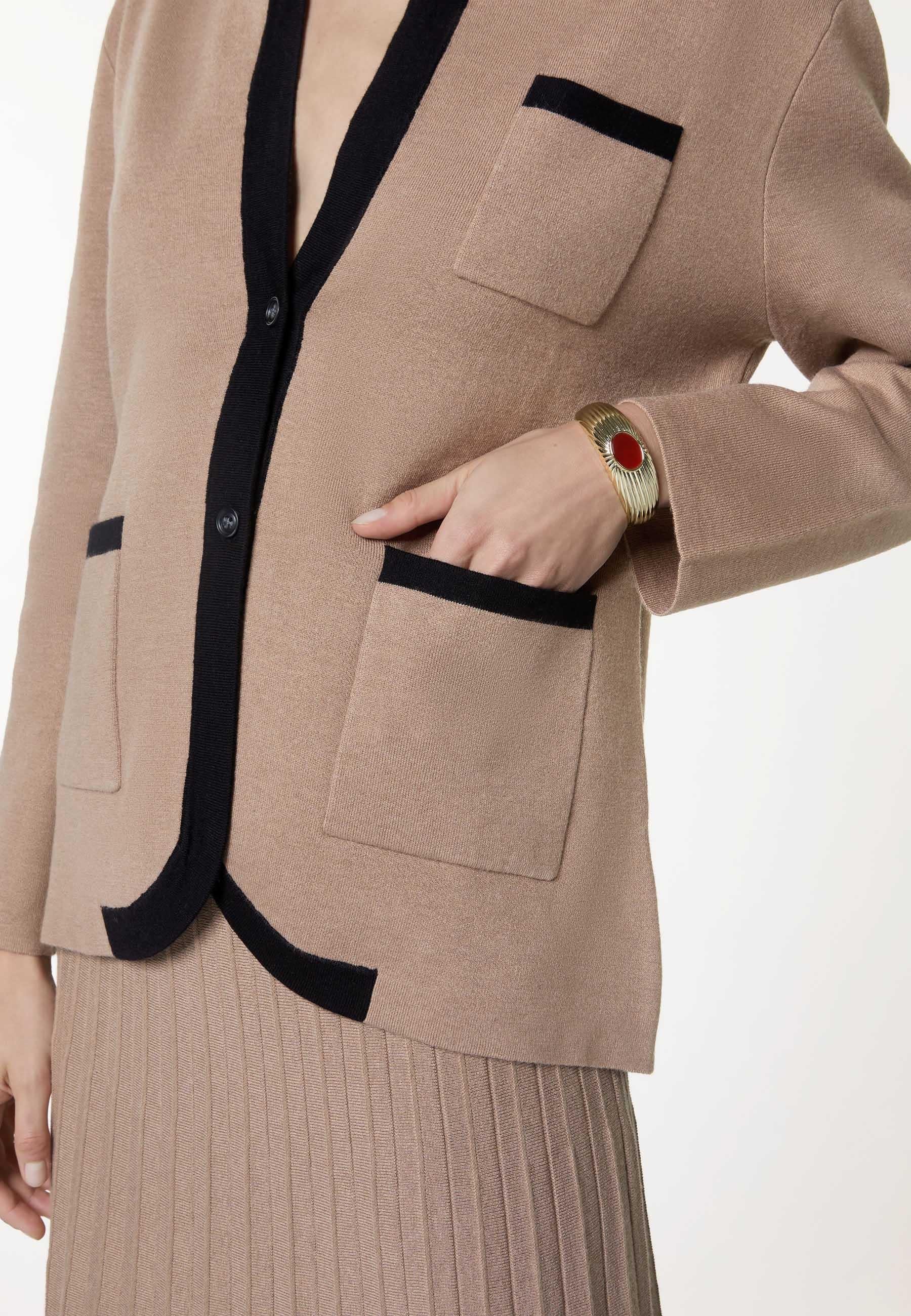 Two-tone double-faced knit jacket RODIER Brown