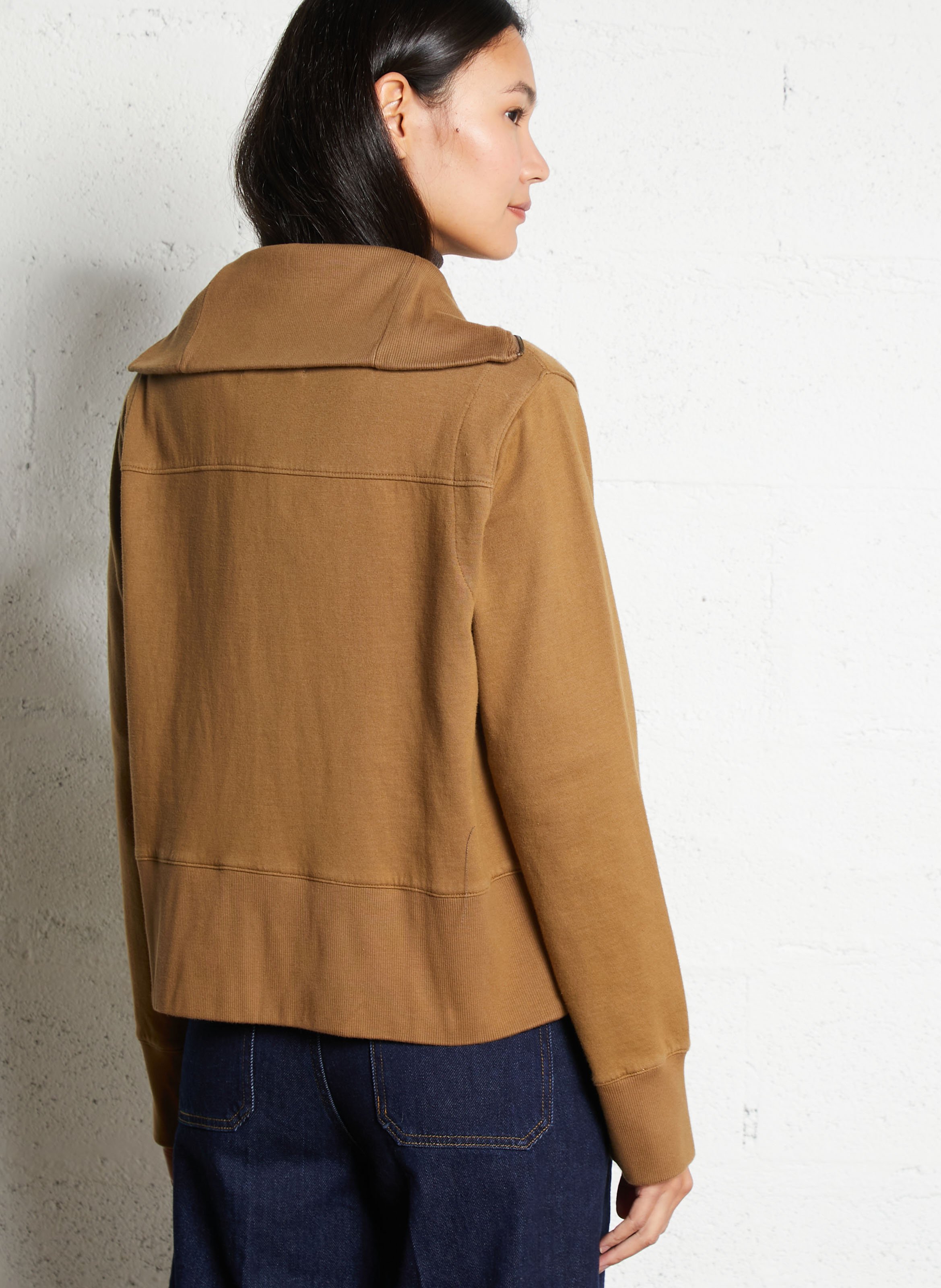 Rechte sweater van biokatoenmix met opstaande kraag LEON & HARPER Bruin