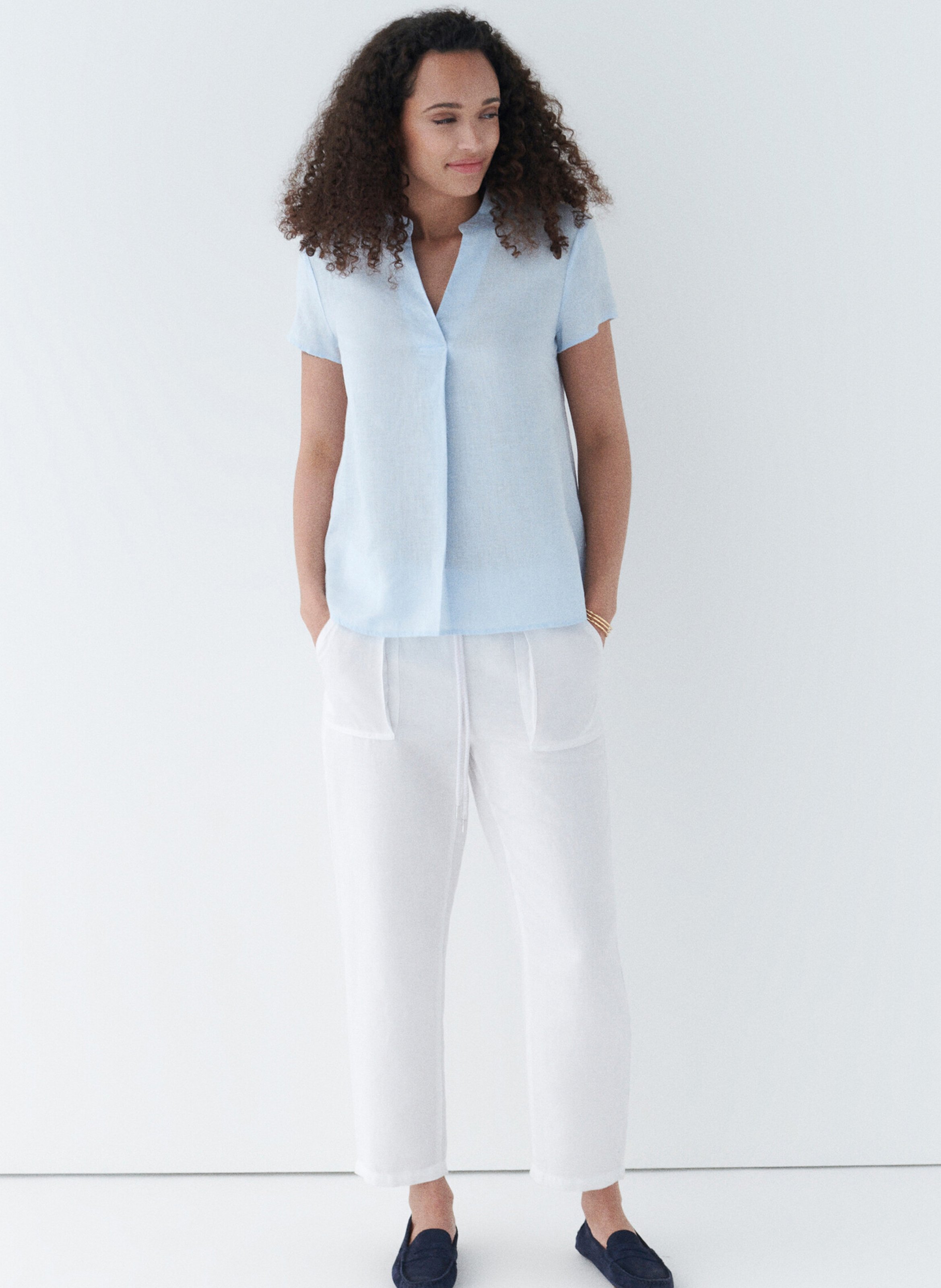 Top col v en lin CAROLL Bleu