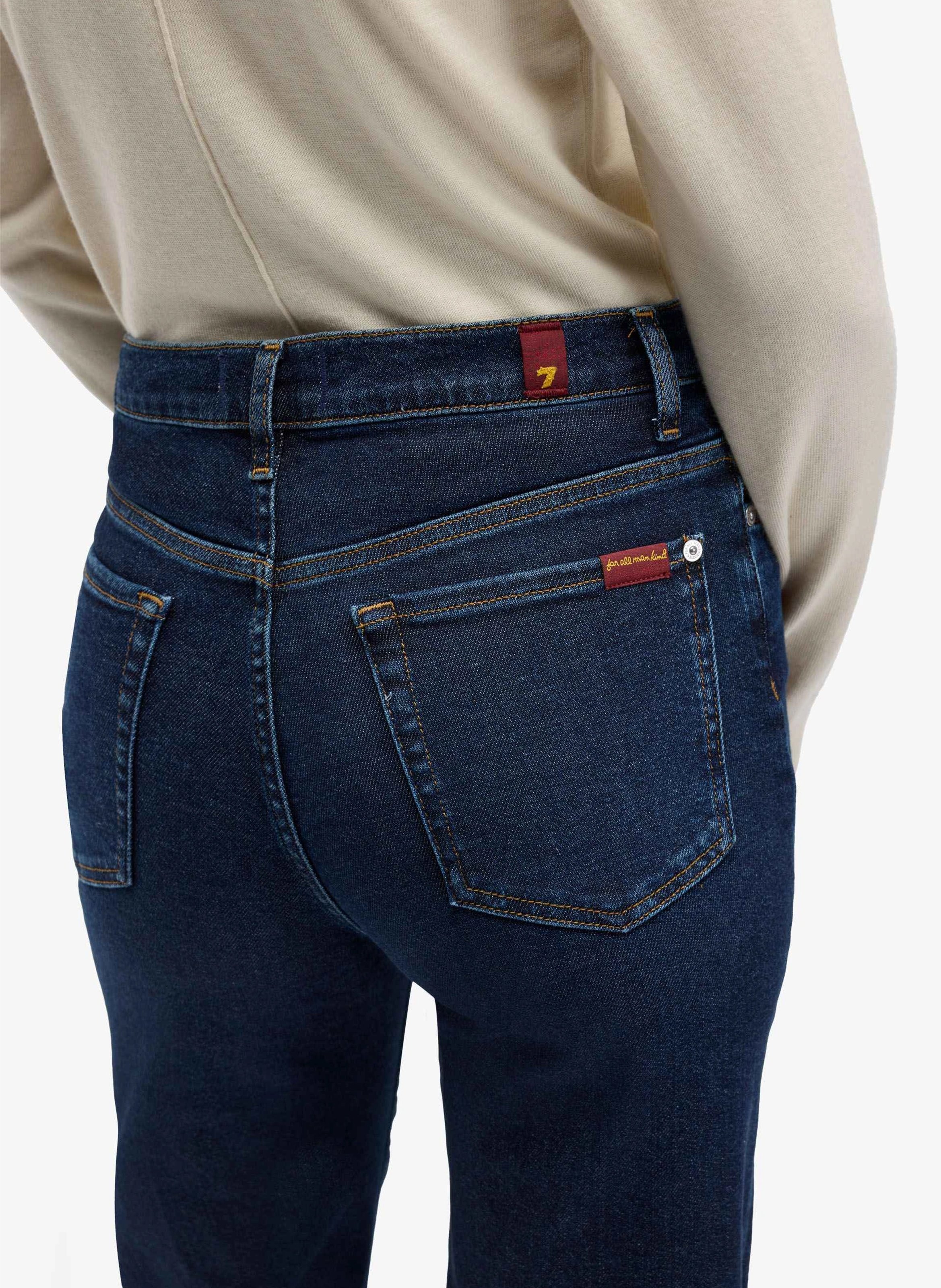 Hoge taille raw denim flared jeans 7 FOR ALL MANKIND Blauw