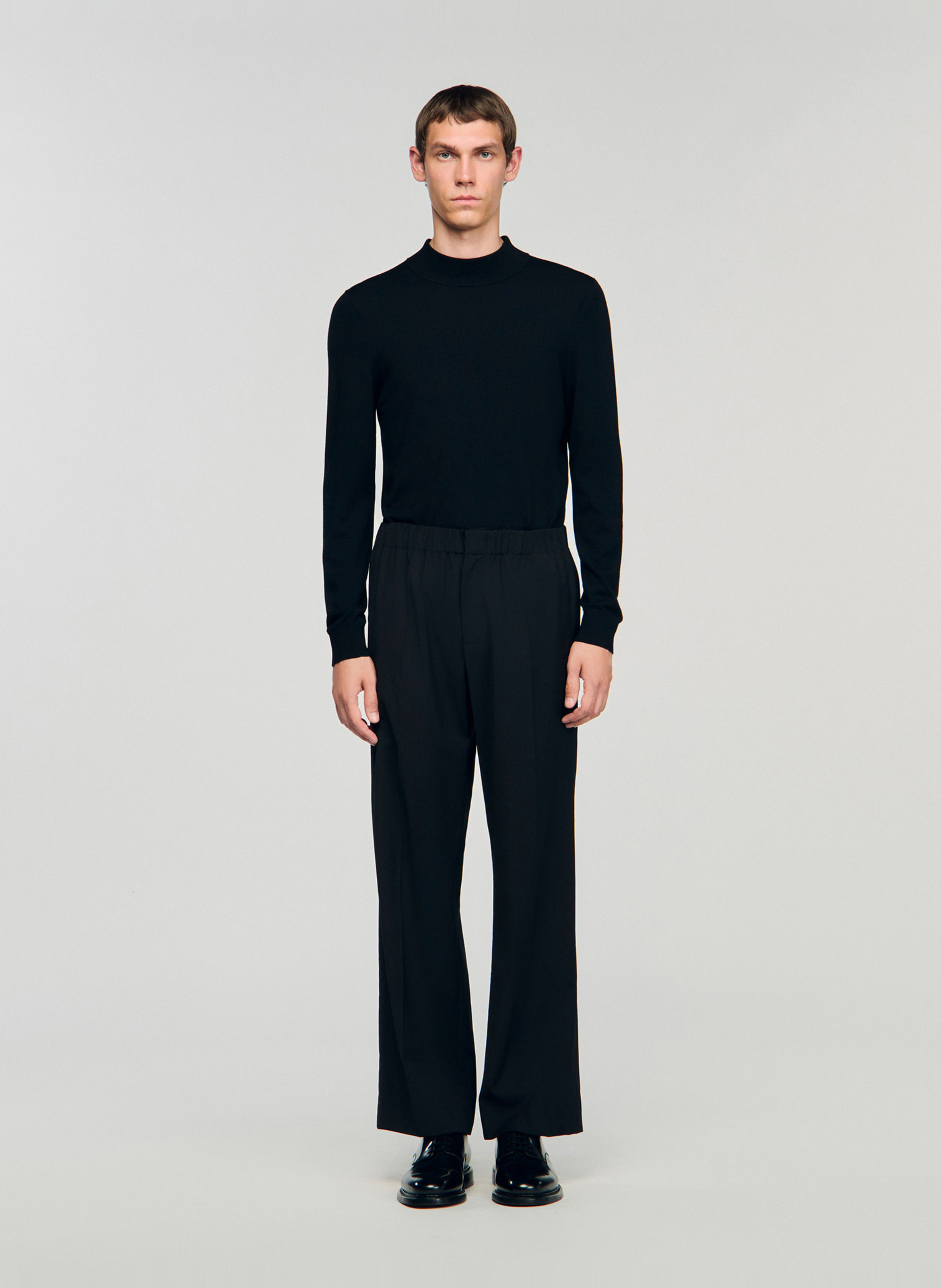Straight wool trousers Black