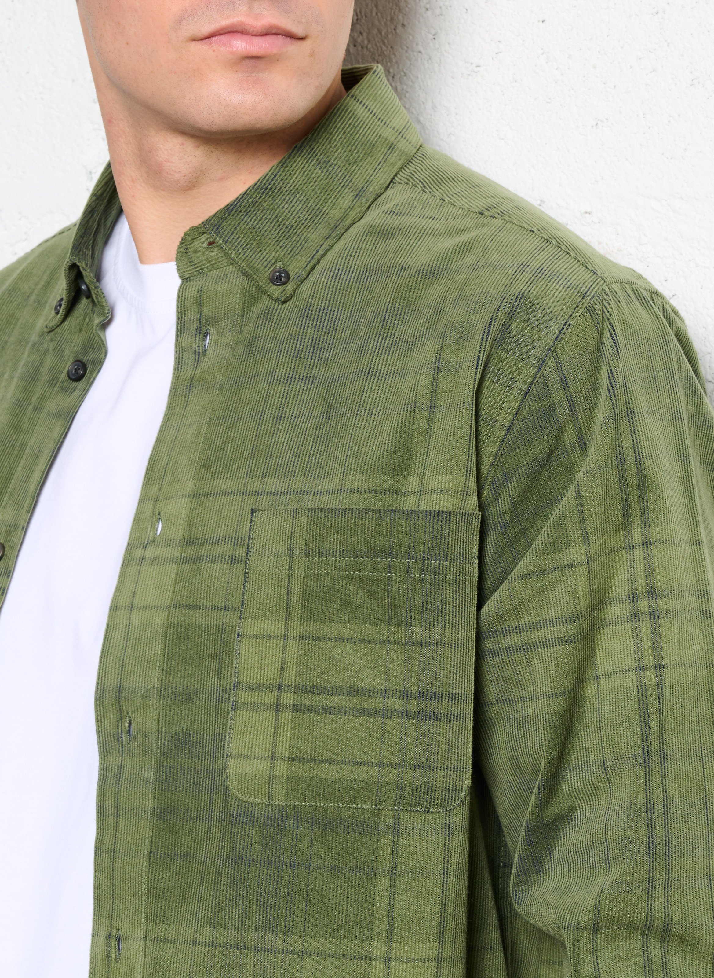 Rechte geruite corduroy blouse LES DEUX Groen