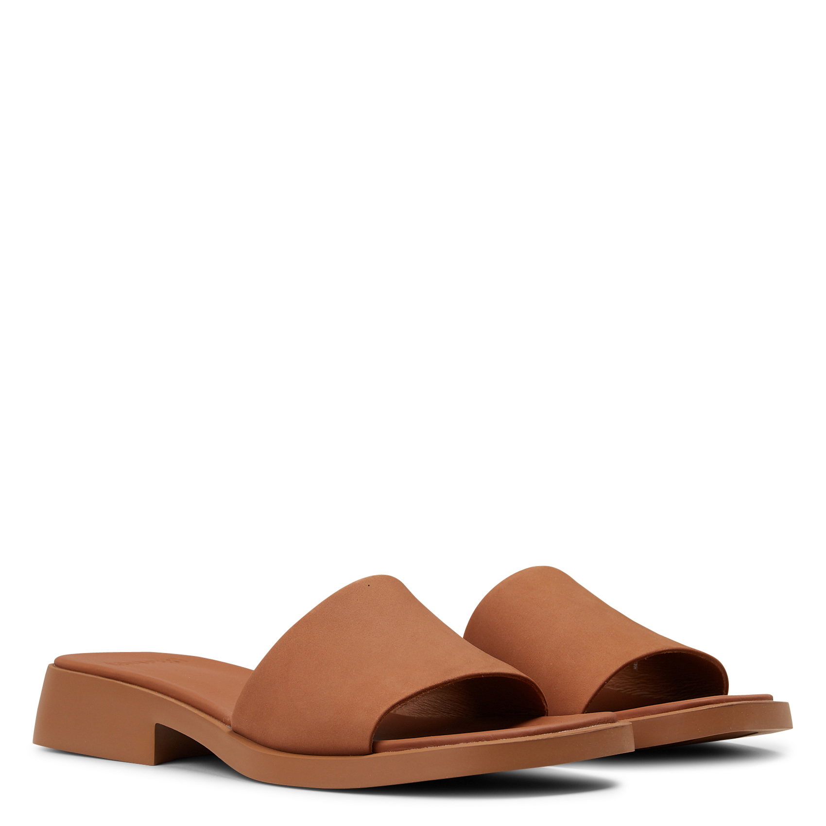 Sandales plates en cuir Marron