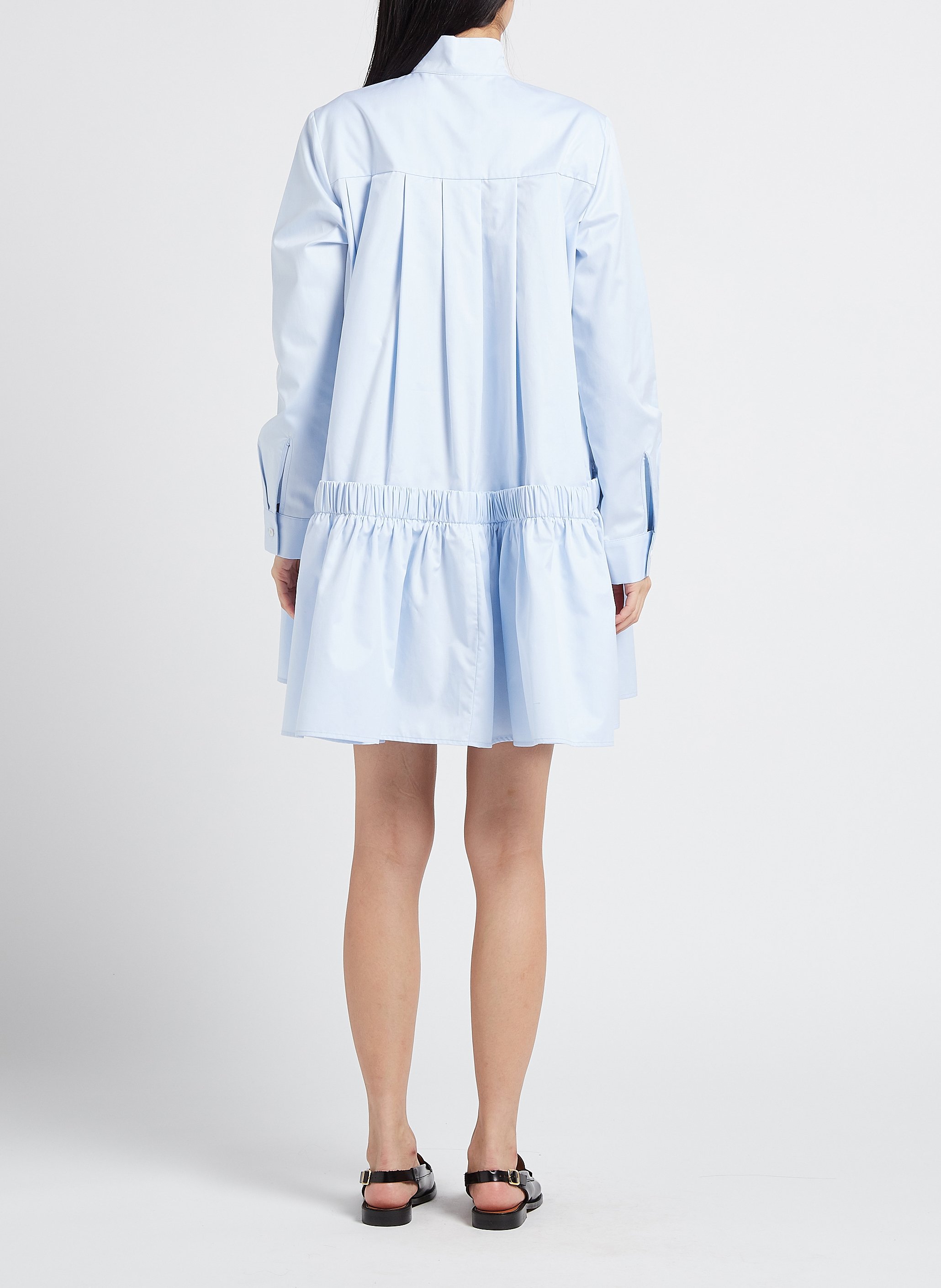 Robe chemise courte en coton MARGAUX LONNBERG Bleu