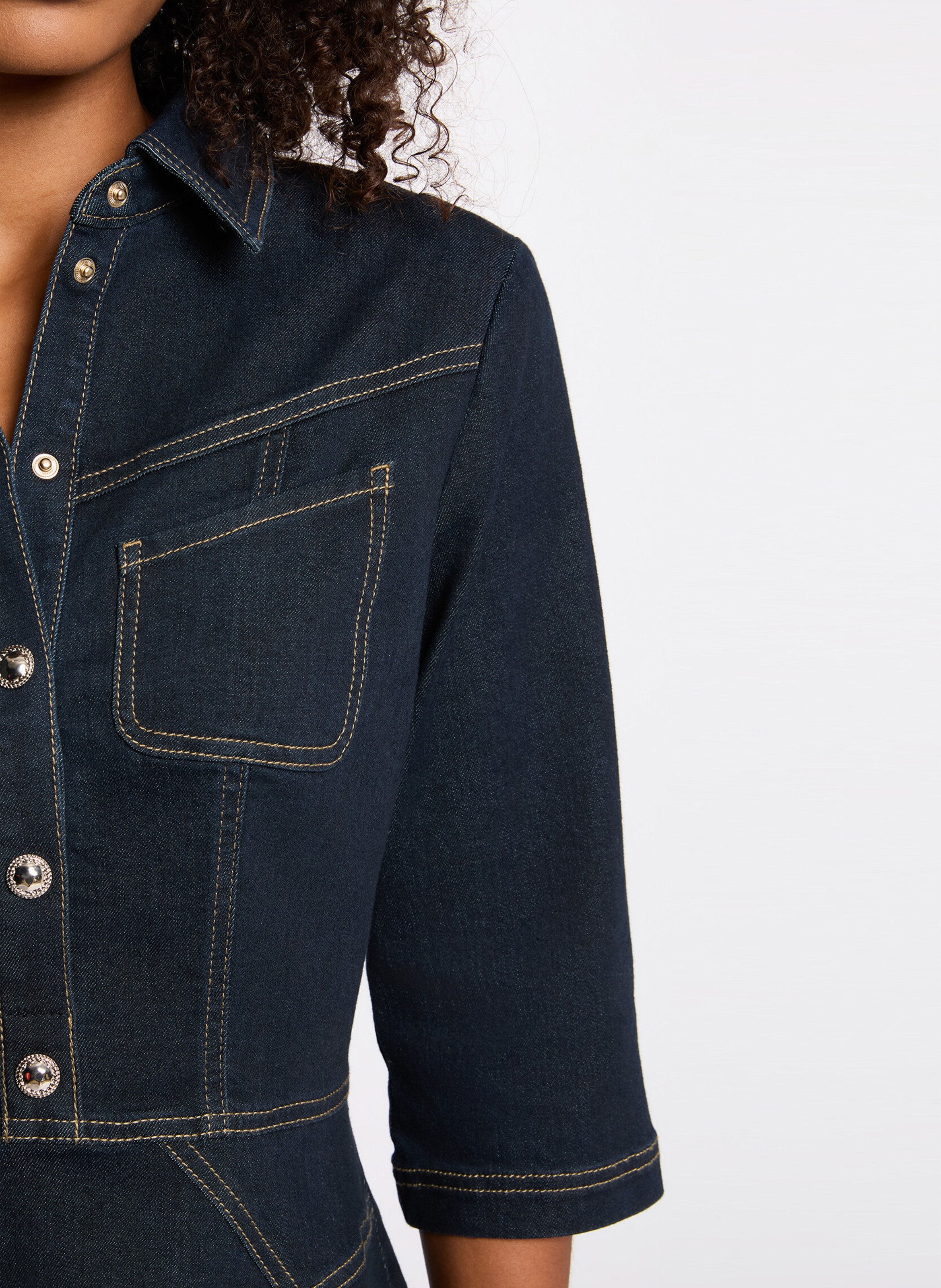 Robe courte cintrée en denim brut MORGAN Bleu