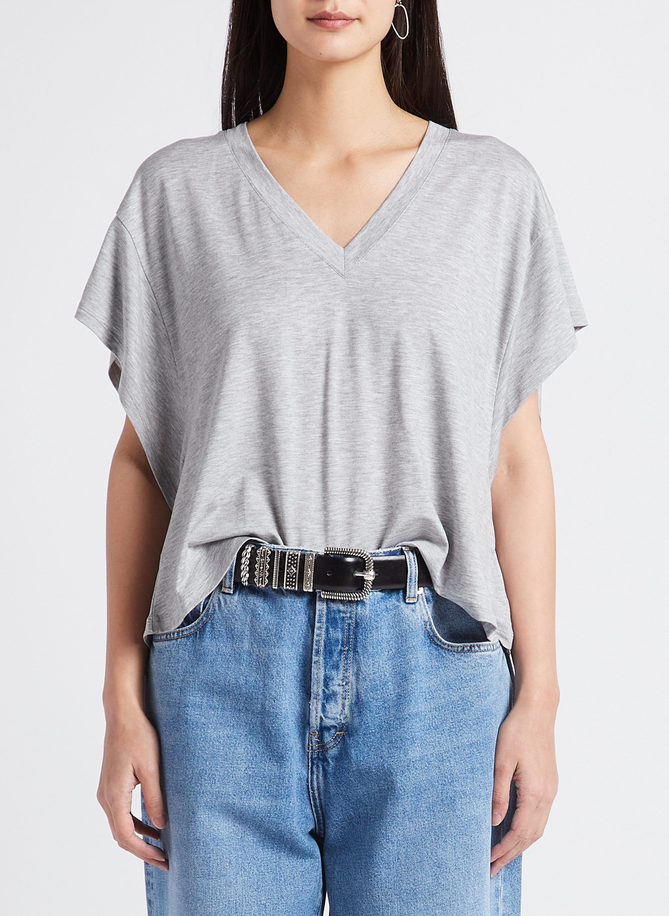 Tee-shirt ample col V  IRO Gris