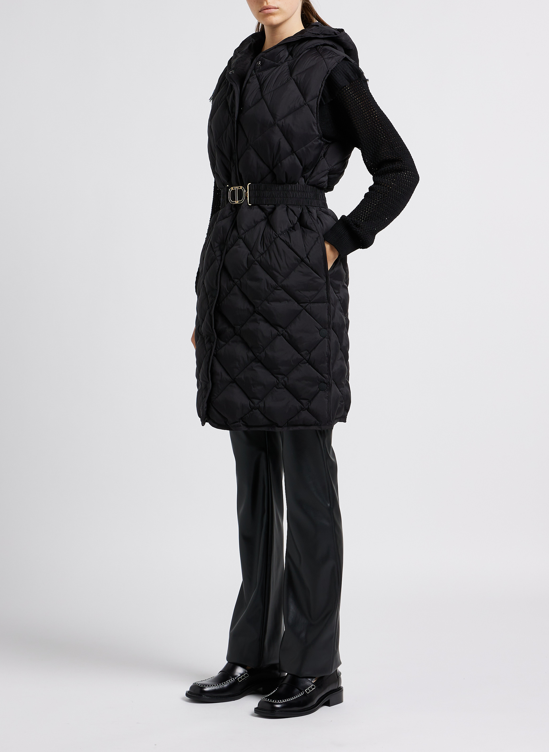 Padded jacket with hood TWINSET Black