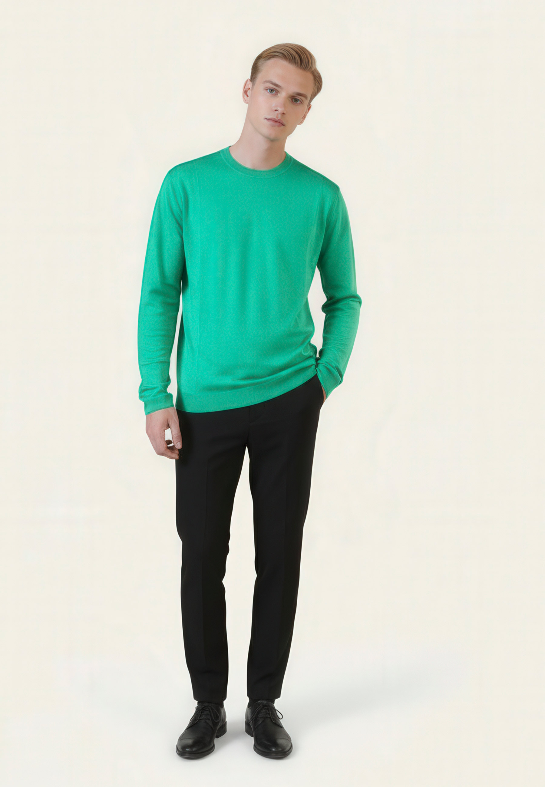 Round-neck wool and silk sweater MAISON MONTAGUT