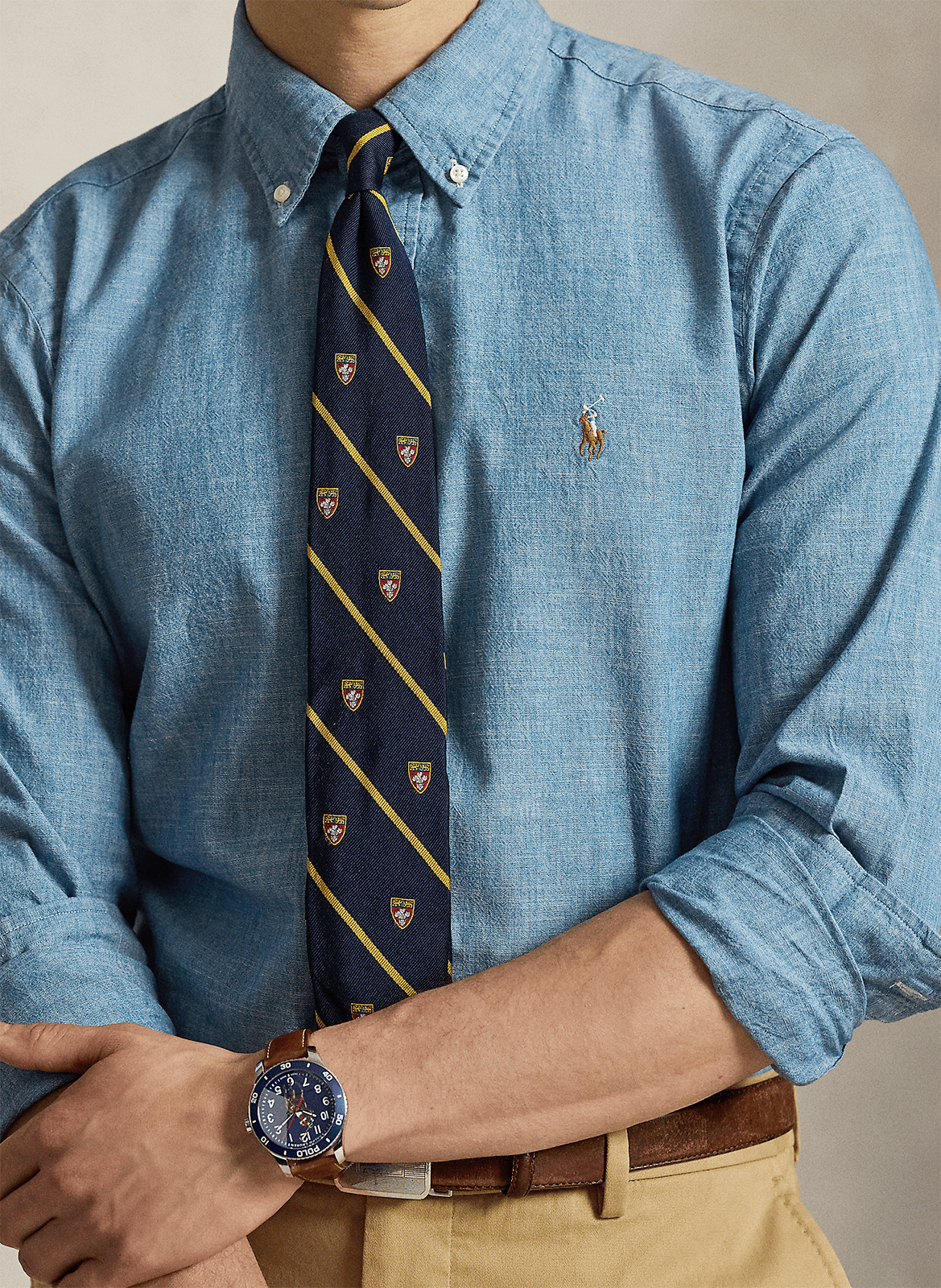 Chemise col américain en coton regular POLO RALPH LAUREN Bleu