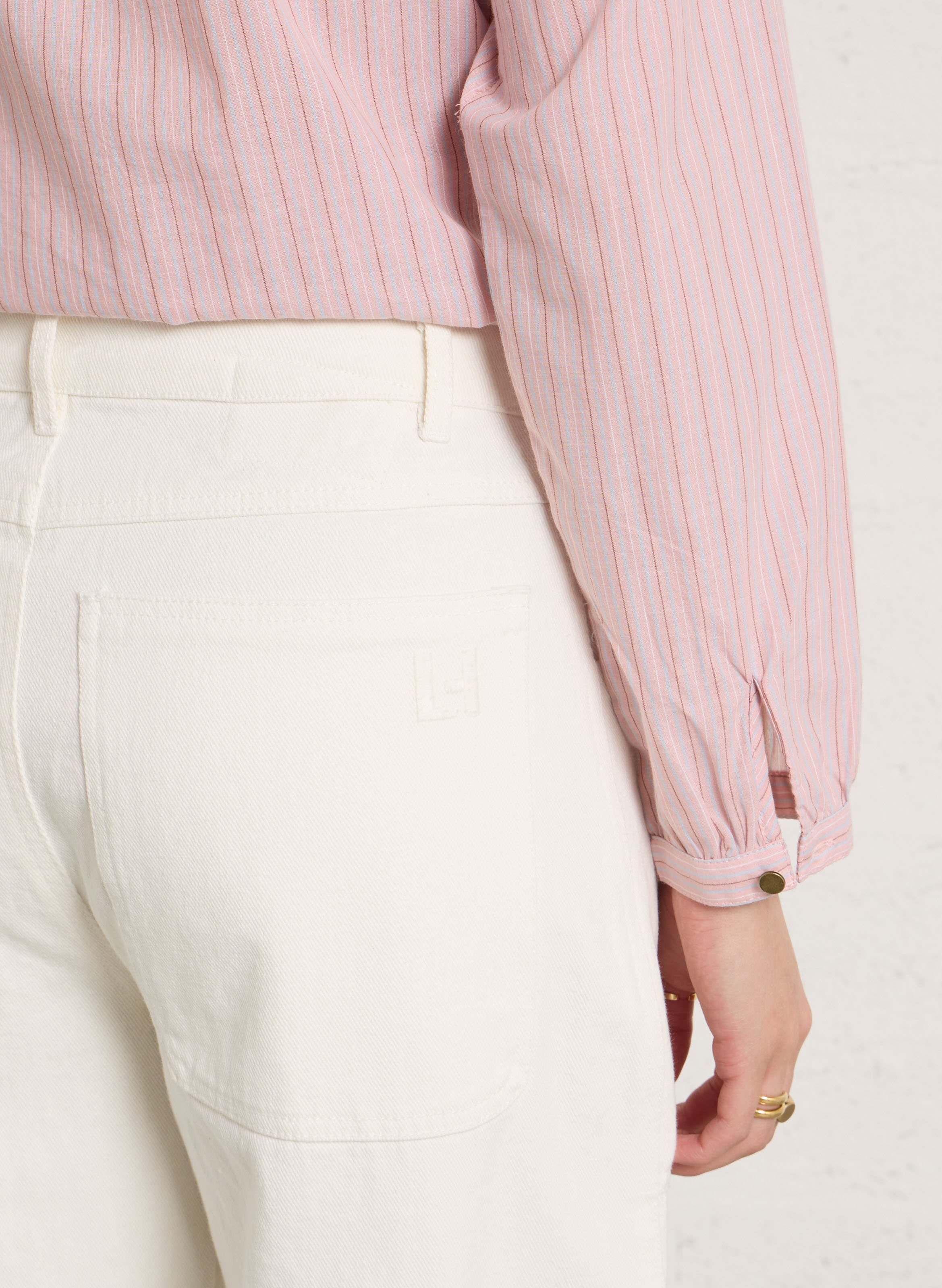 High-waisted solid color boyfriend jeans LEON & HARPER Beige