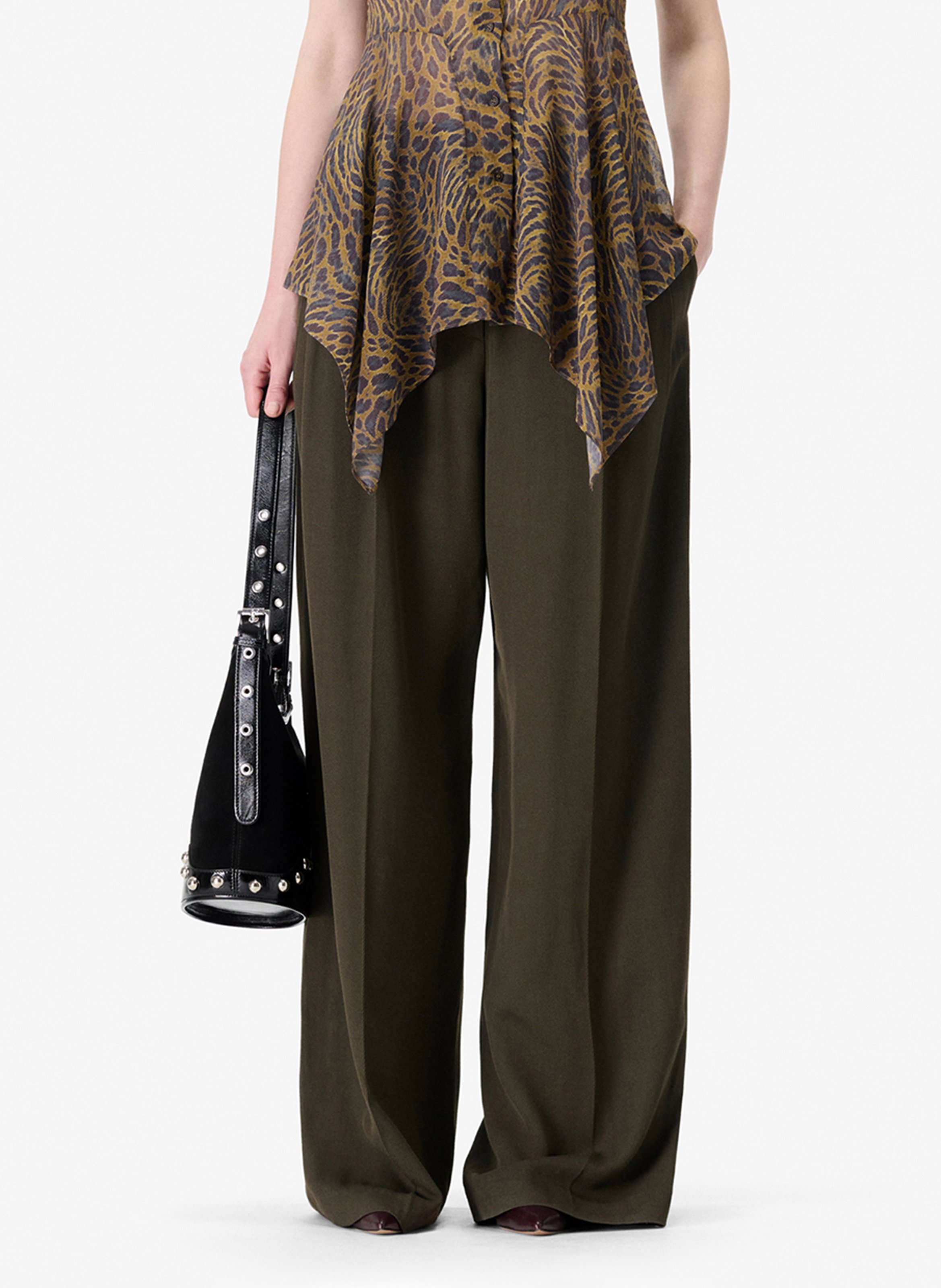 Weite Hose mit Falten IRO Grun