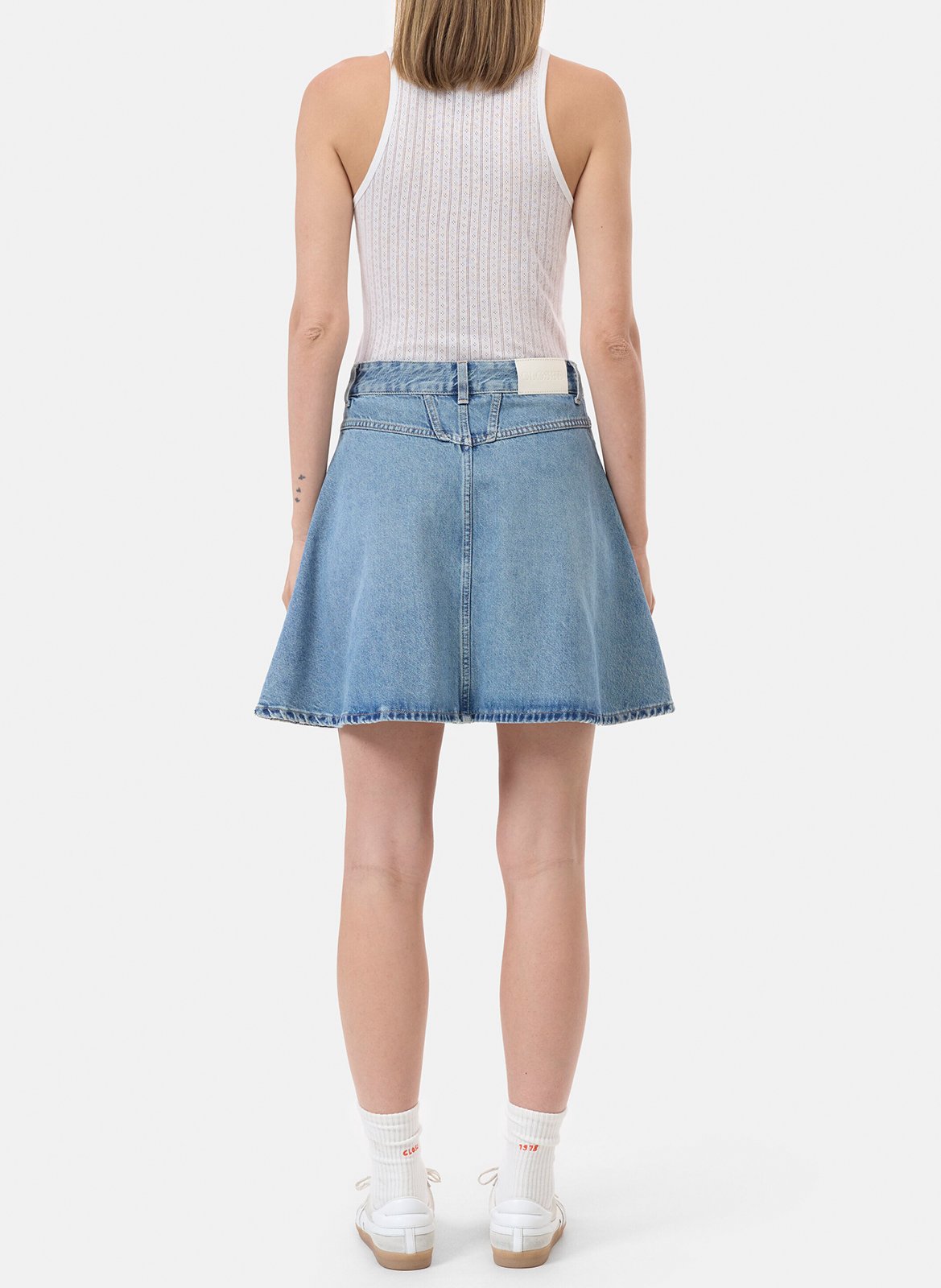 Jupe courte en coton et coton recyclé CLOSED Bleu