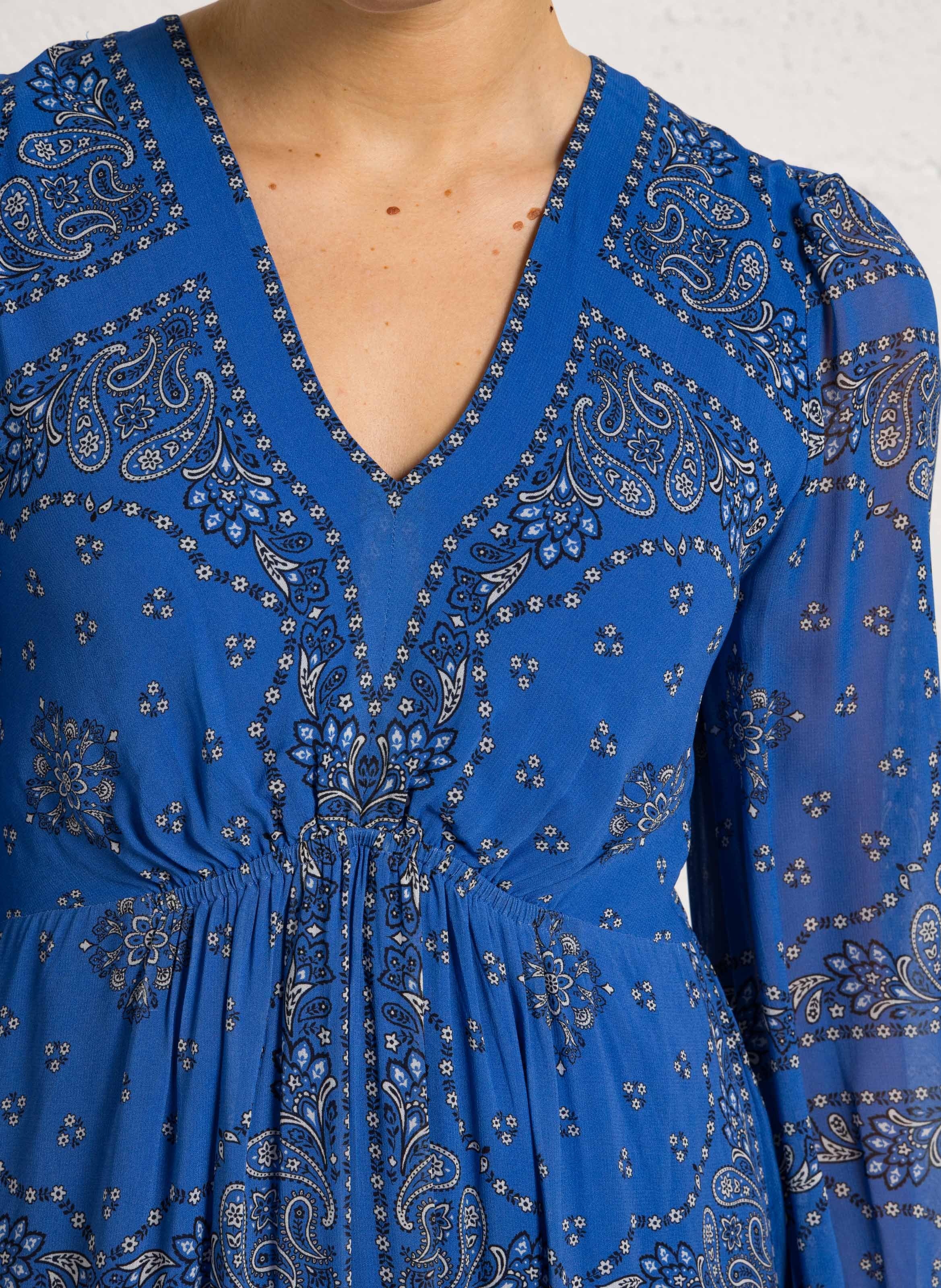 Lange jurk met V-hals en print MAISON 123 Plums