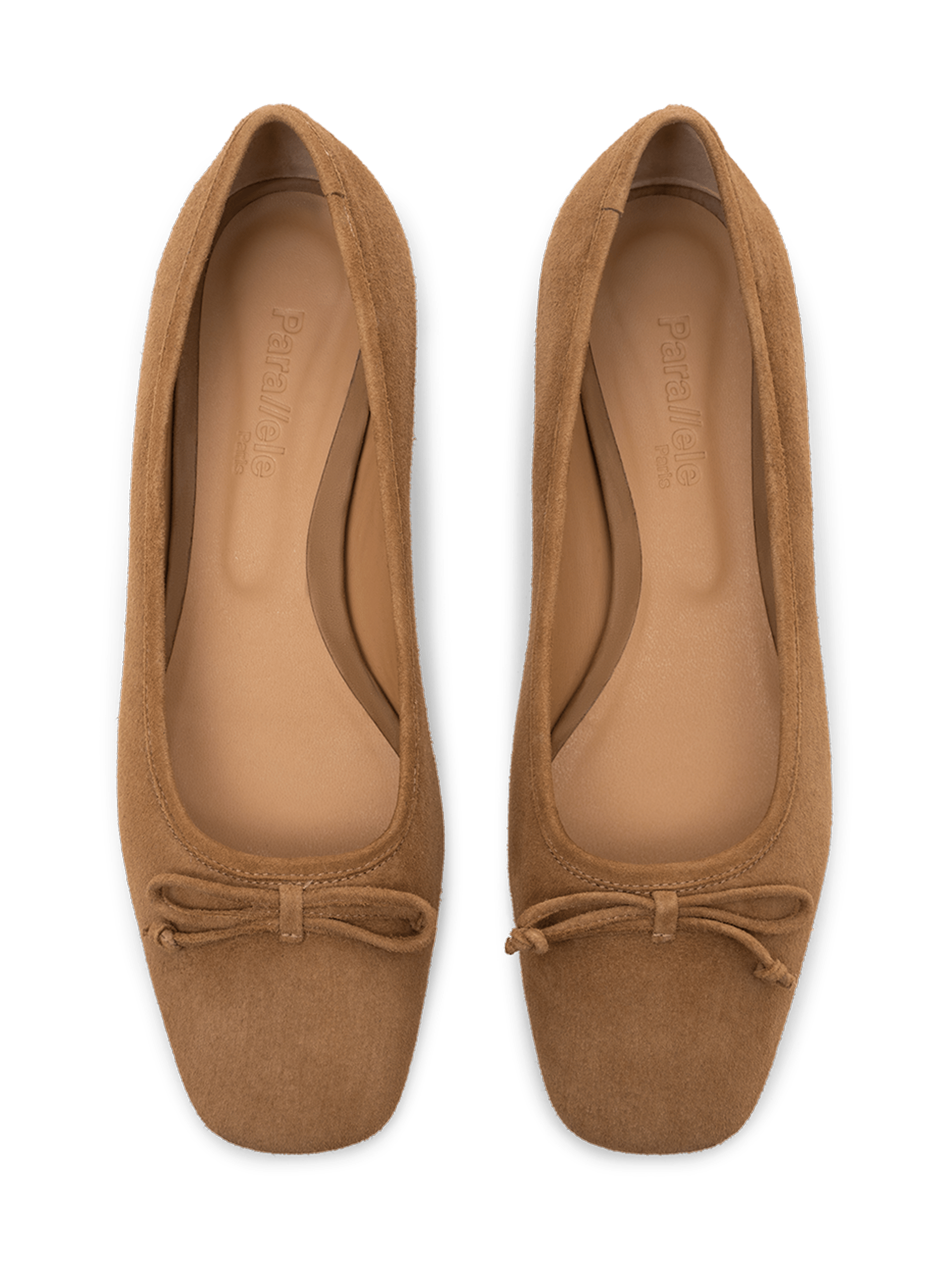 Camel suede leather ballerina flats PARALLELE PARIS Brown