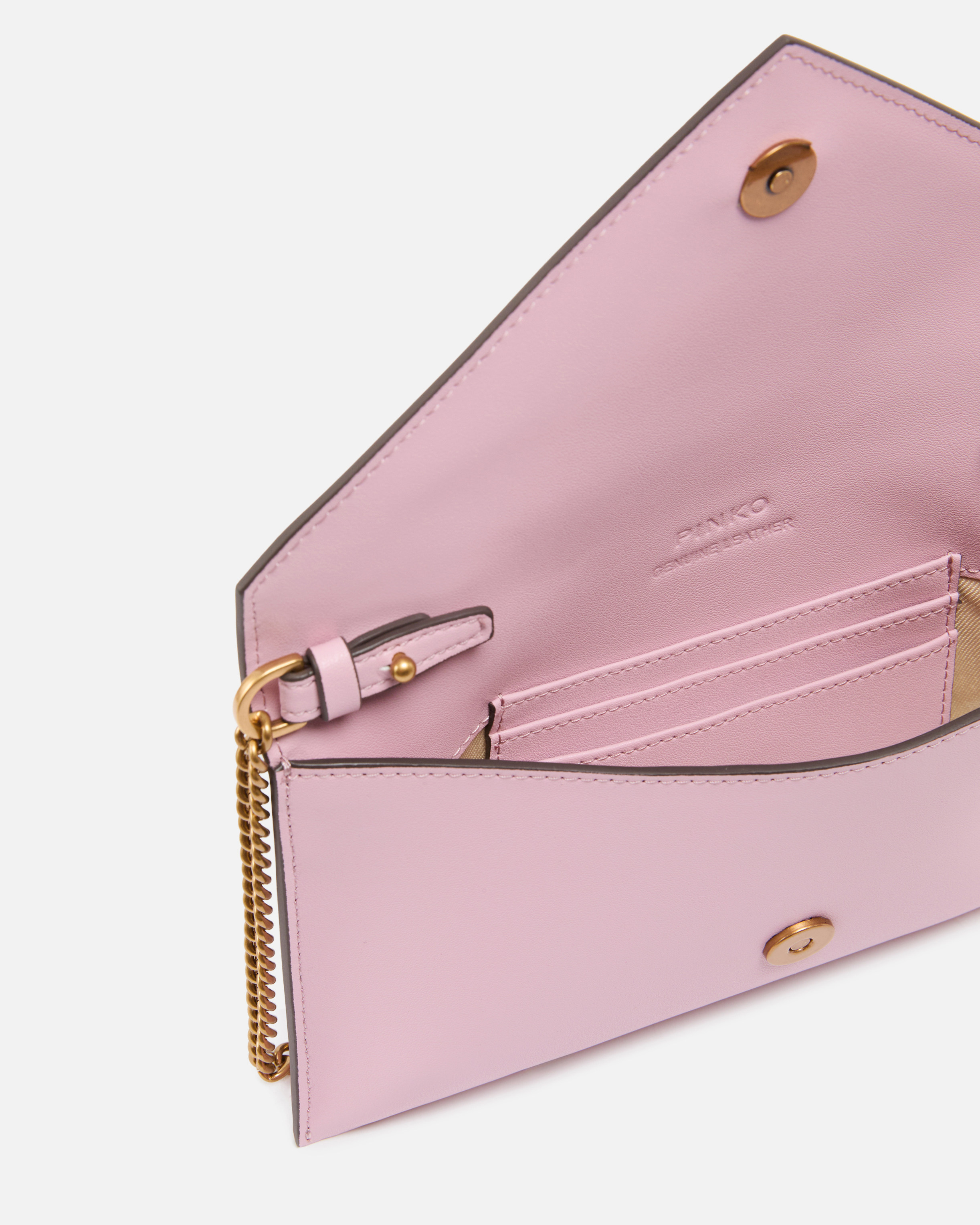 Small envelope clutch in smooth leather with love birds logo PINKO Pink