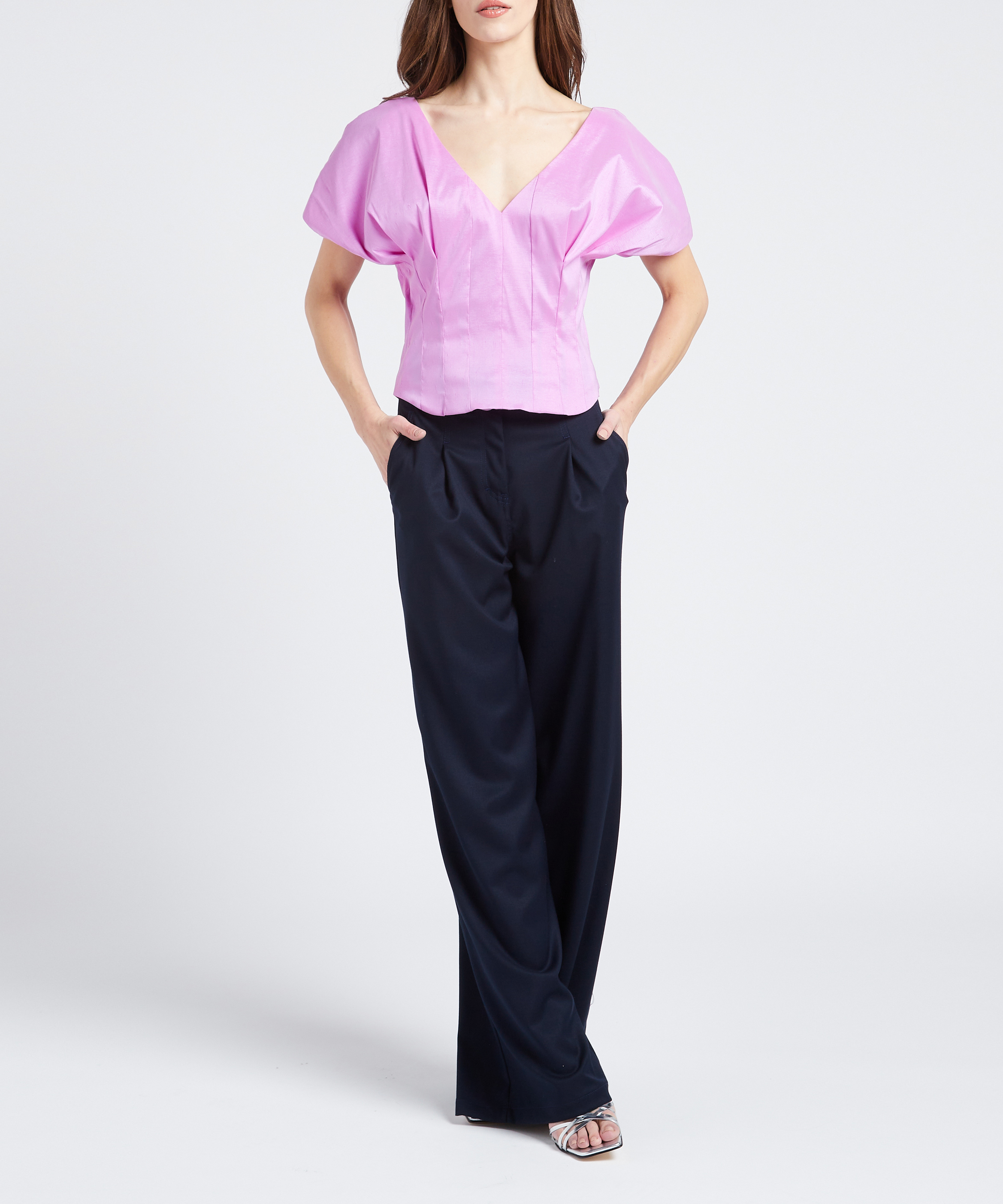 Wijde bandplooibroek met hoge taille COLLECTORS CLUB Blauw