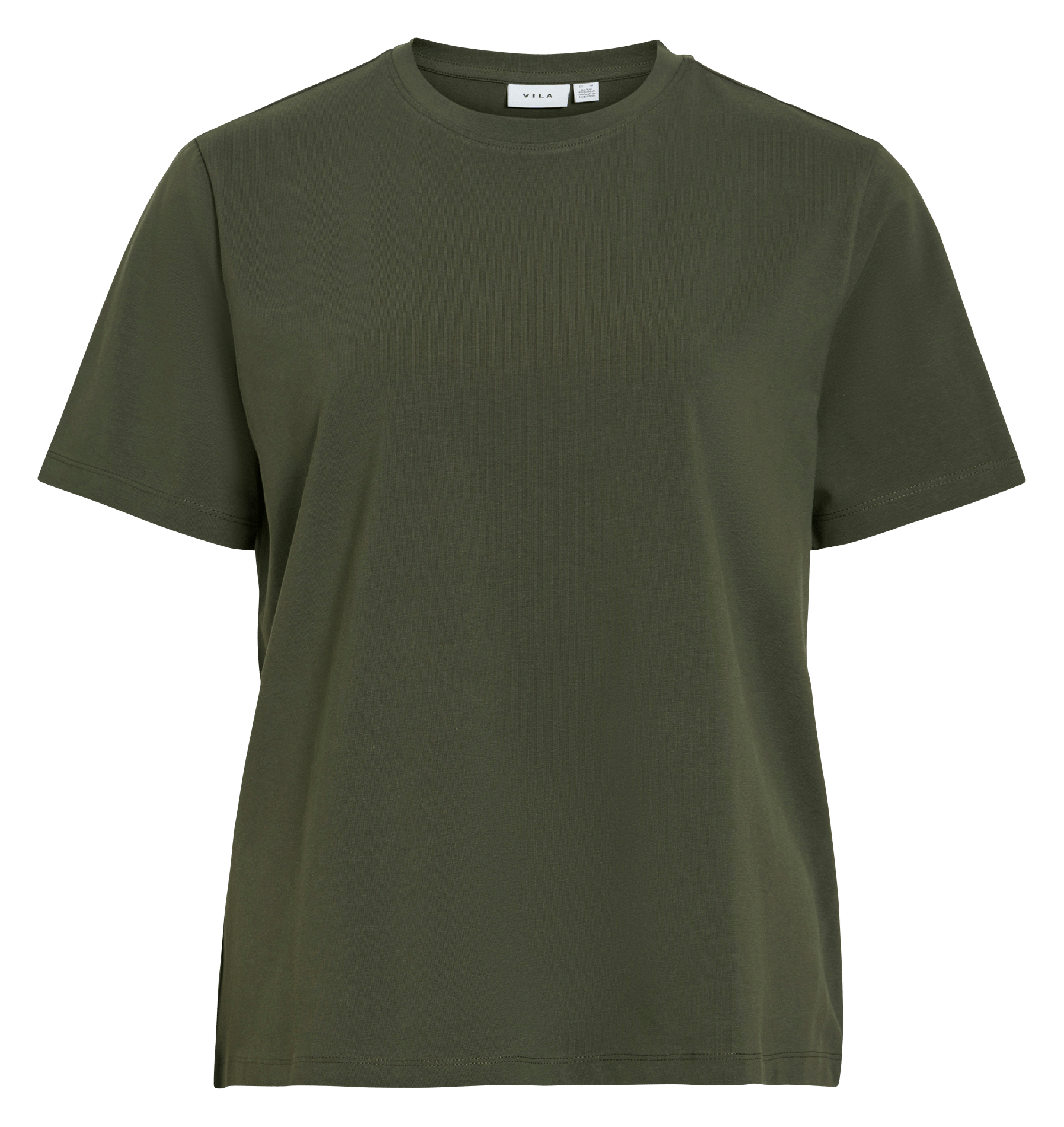 T-shirt met ronde hals - biologische katoenblend VILA Kaki
