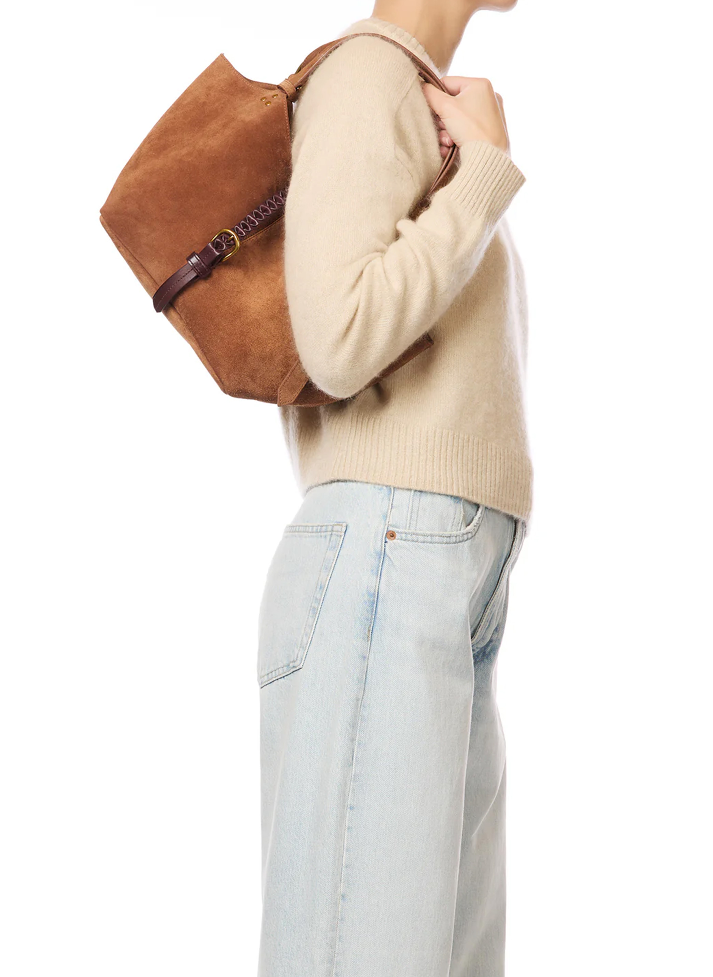 Cabas souple en cuir suédé JEROME DREYFUSS Marron