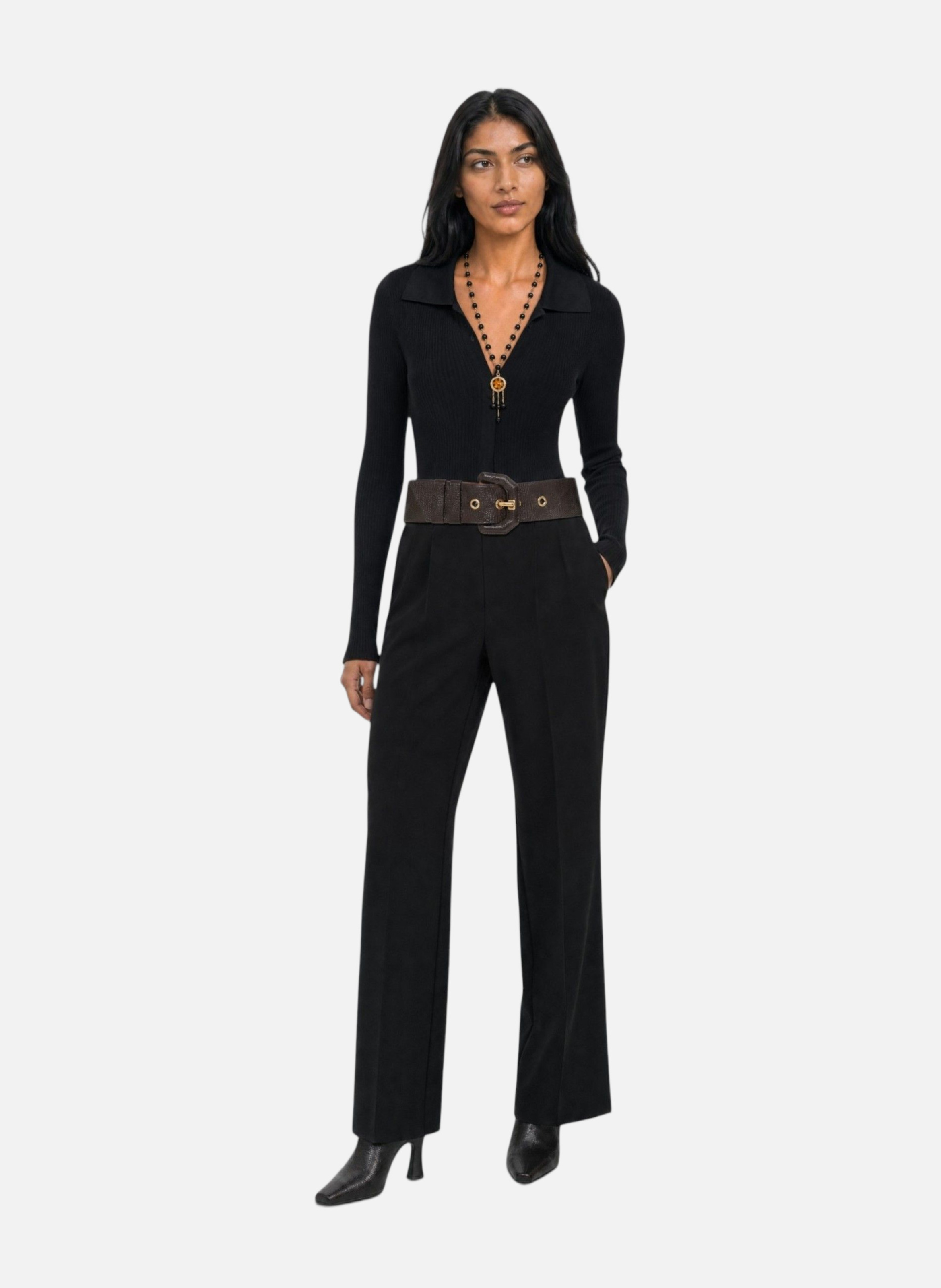 Wide wool tailored trousers THE KOOPLES Black