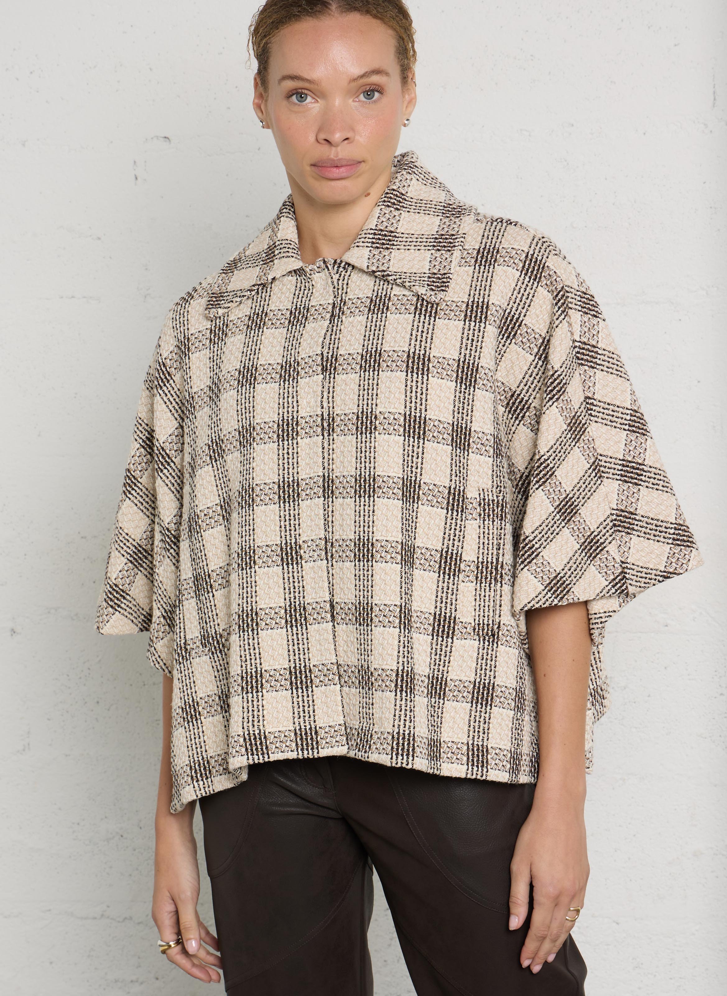 Printed cape-style jacket PLEASE Beige